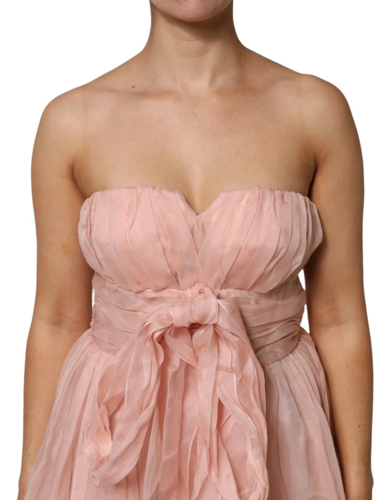 Dolce & Gabbana Pink Silk Chiffon A-Line Pleated Midi Dress-4
