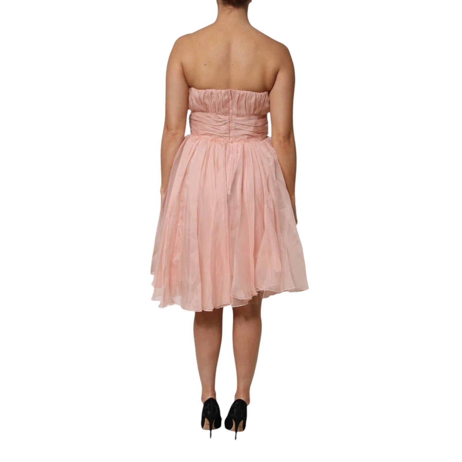 Dolce & Gabbana Pink Silk Chiffon A-Line Pleated Midi Dress-2