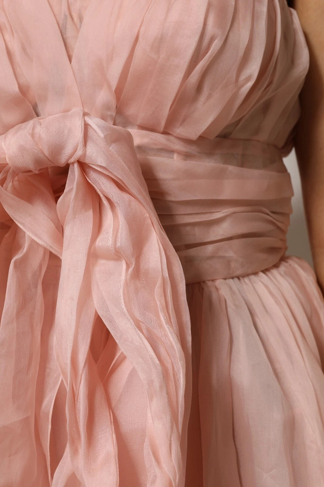 Dolce & Gabbana Pink Silk Chiffon A-Line Pleated Midi Dress-5