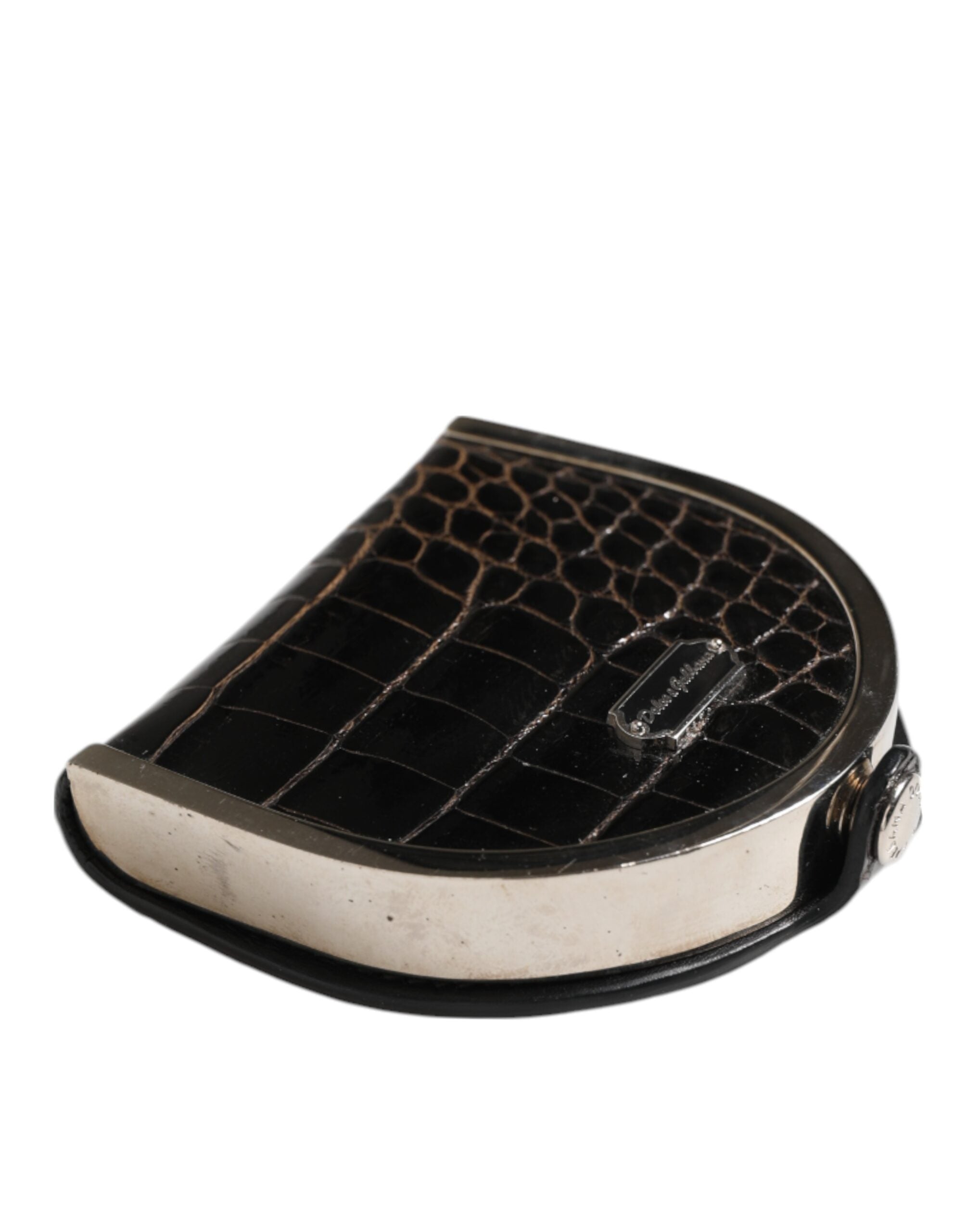 Dolce & Gabbana Black Polished Crocodile Leather Wallet with Men's Coins-3