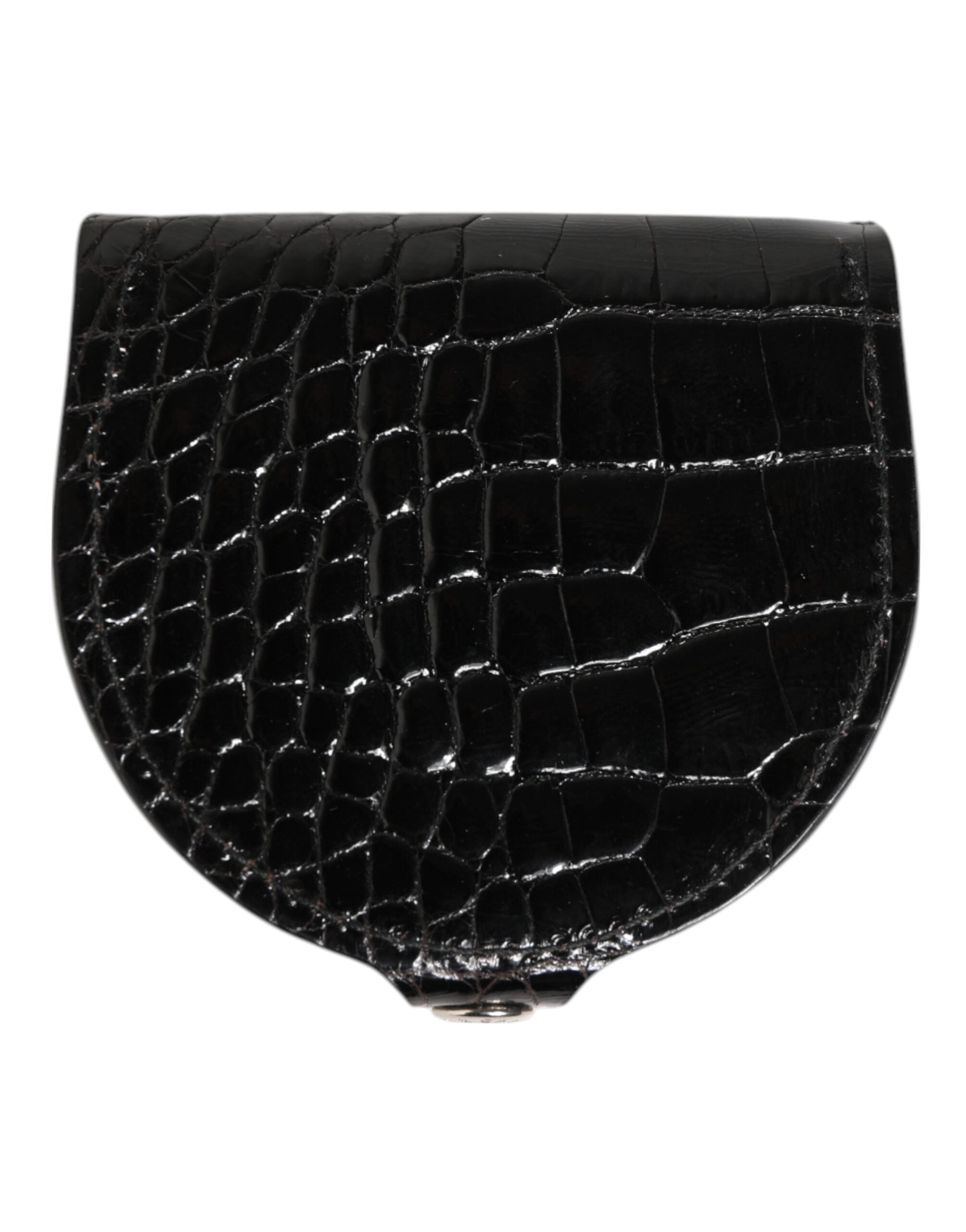 Dolce & Gabbana Black Polished Crocodile Leather Wallet with Men's Coins-5