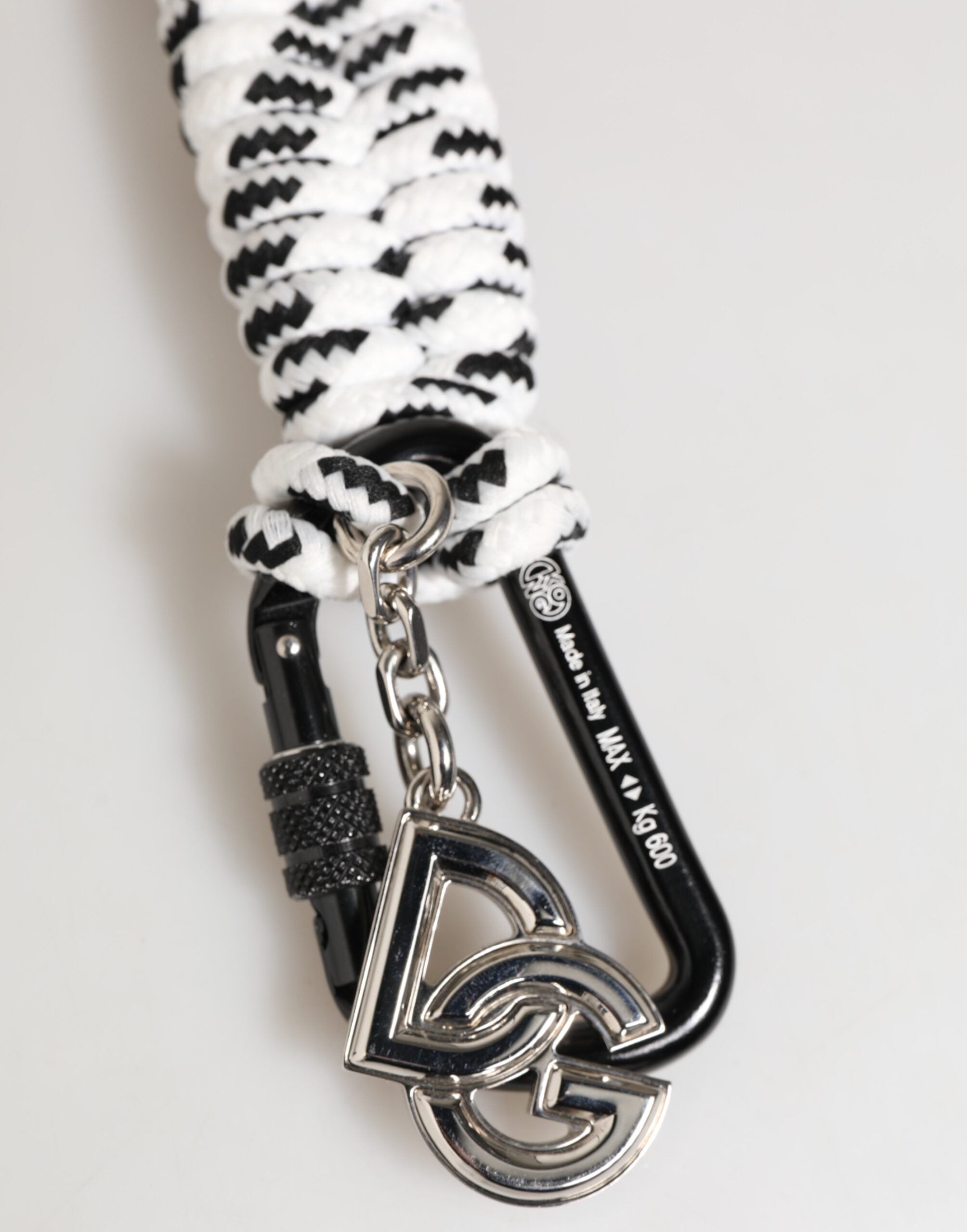 Dolce & Gabbana Black and White Polyester String DG Logo Keyring-3