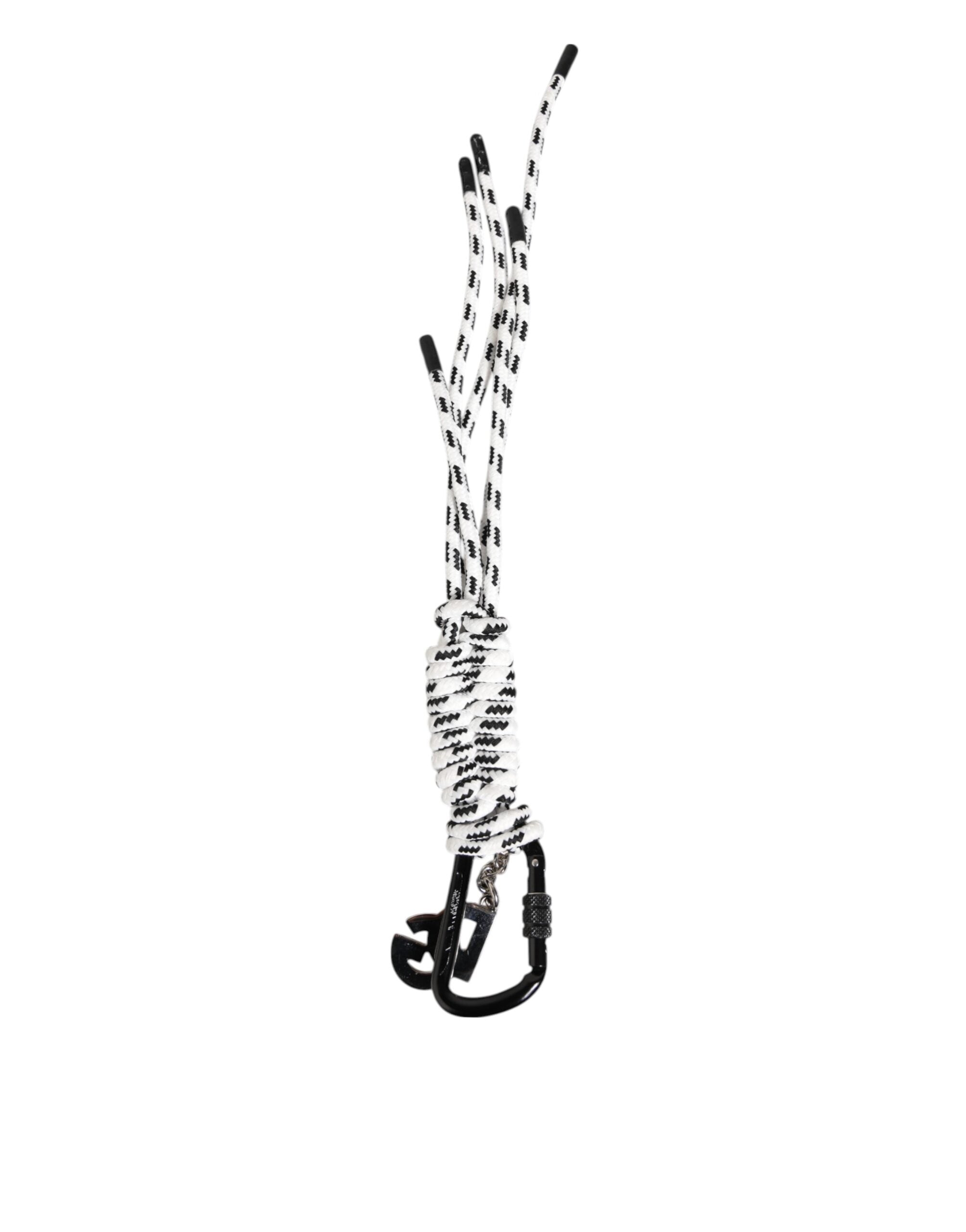 Dolce & Gabbana Black and White Polyester String DG Logo Keyring-5