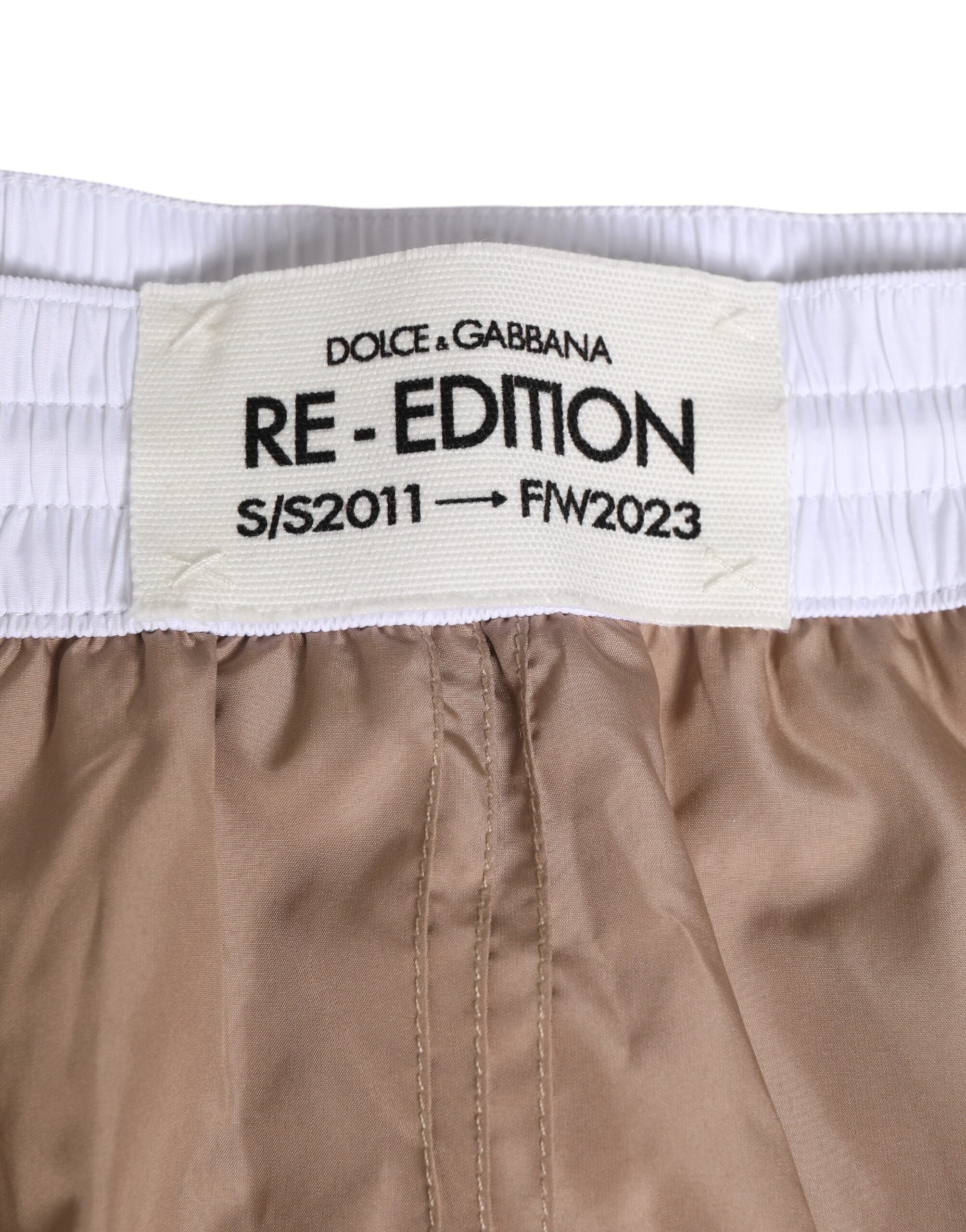 Dolce & Gabbana Brown White Polyester Re-Edition Shorts Swimwear-3
