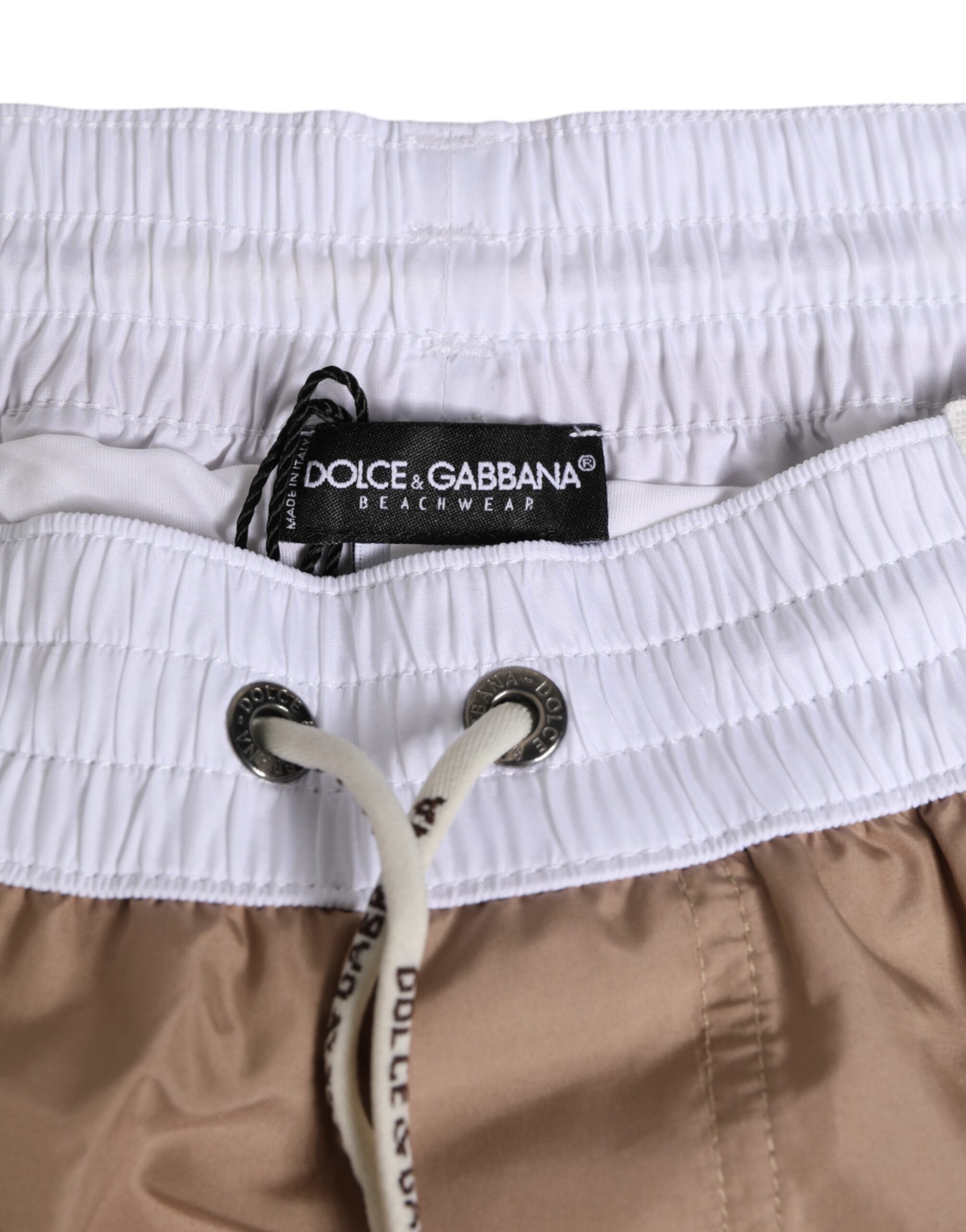 Dolce & Gabbana Brown White Polyester Re-Edition Shorts Swimwear-4