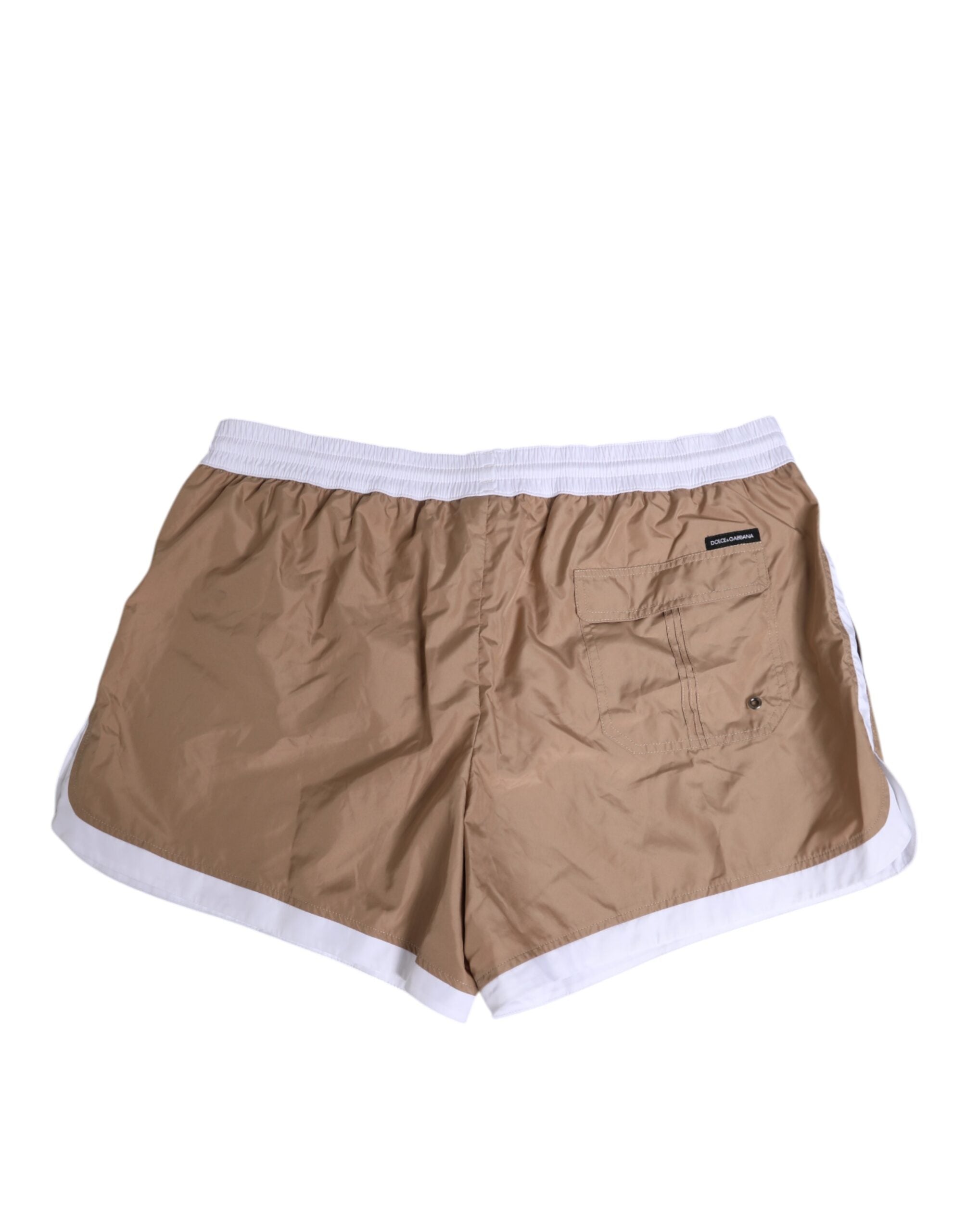 Dolce & Gabbana Brown White Polyester Re-Edition Shorts Swimwear-5
