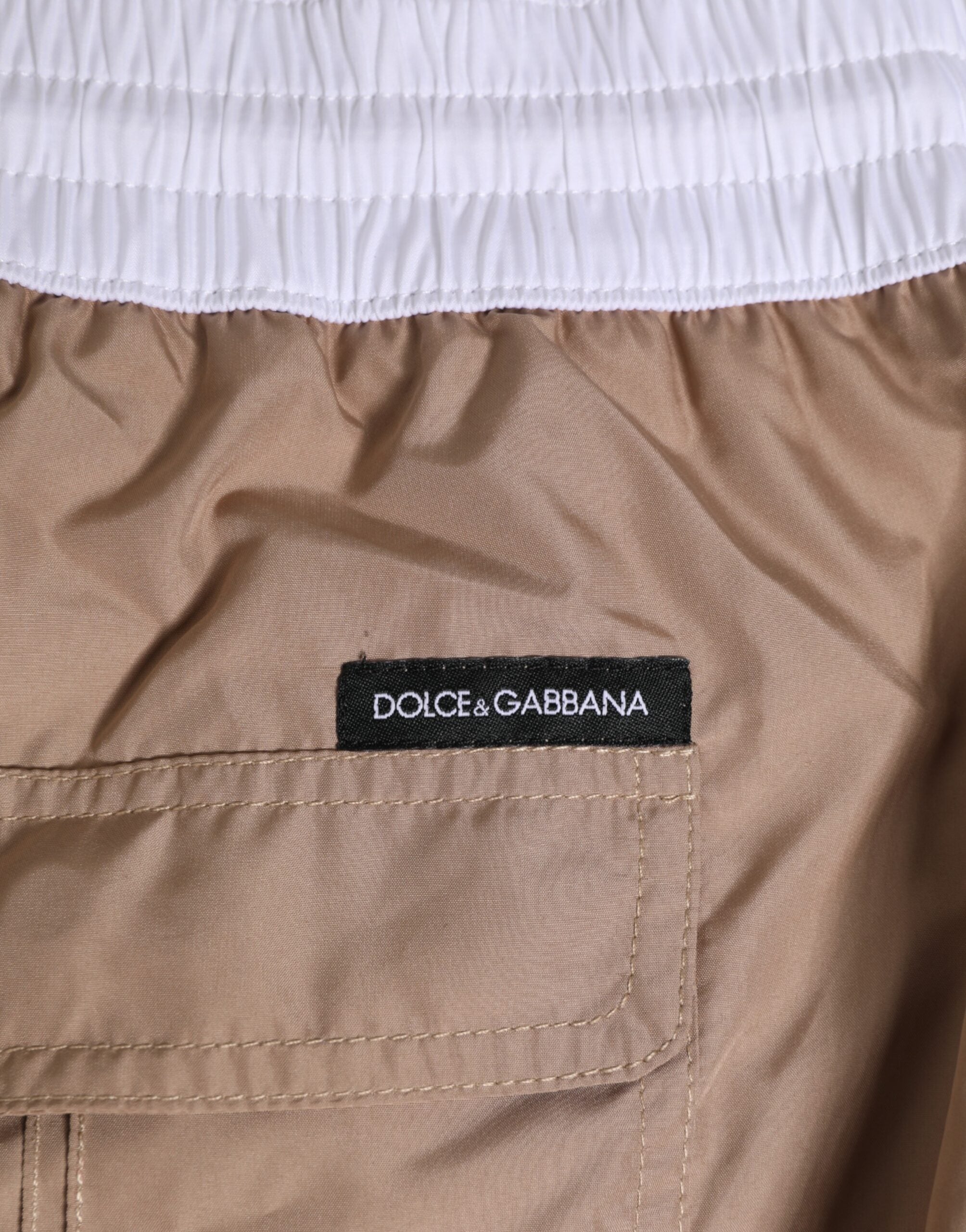 Dolce & Gabbana Brown White Polyester Re-Edition Shorts Swimwear-6