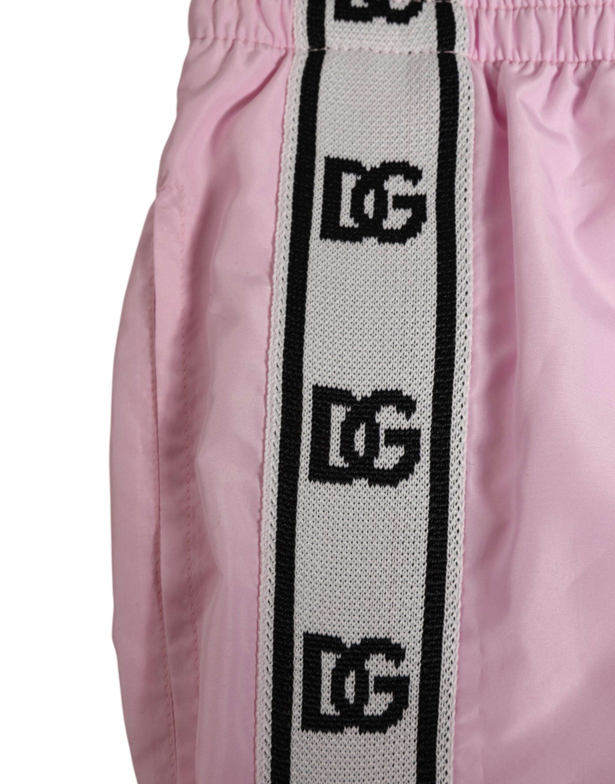 Dolce & Gabbana Pink Nylon Logo Side Stripe Beachwear Men's Swimwear-3