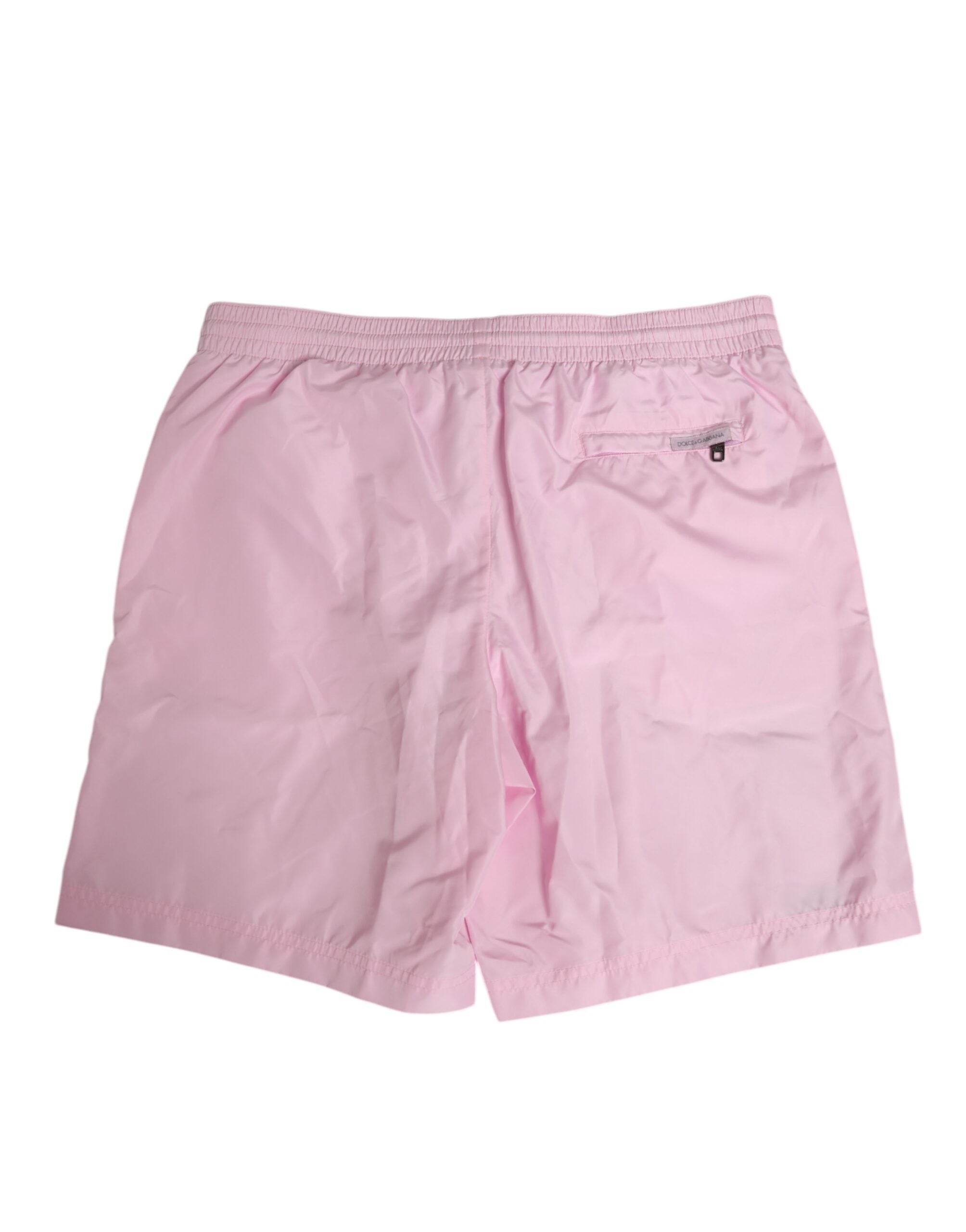Dolce & Gabbana Pink Nylon Logo Side Stripe Beachwear Men's Swimwear-5