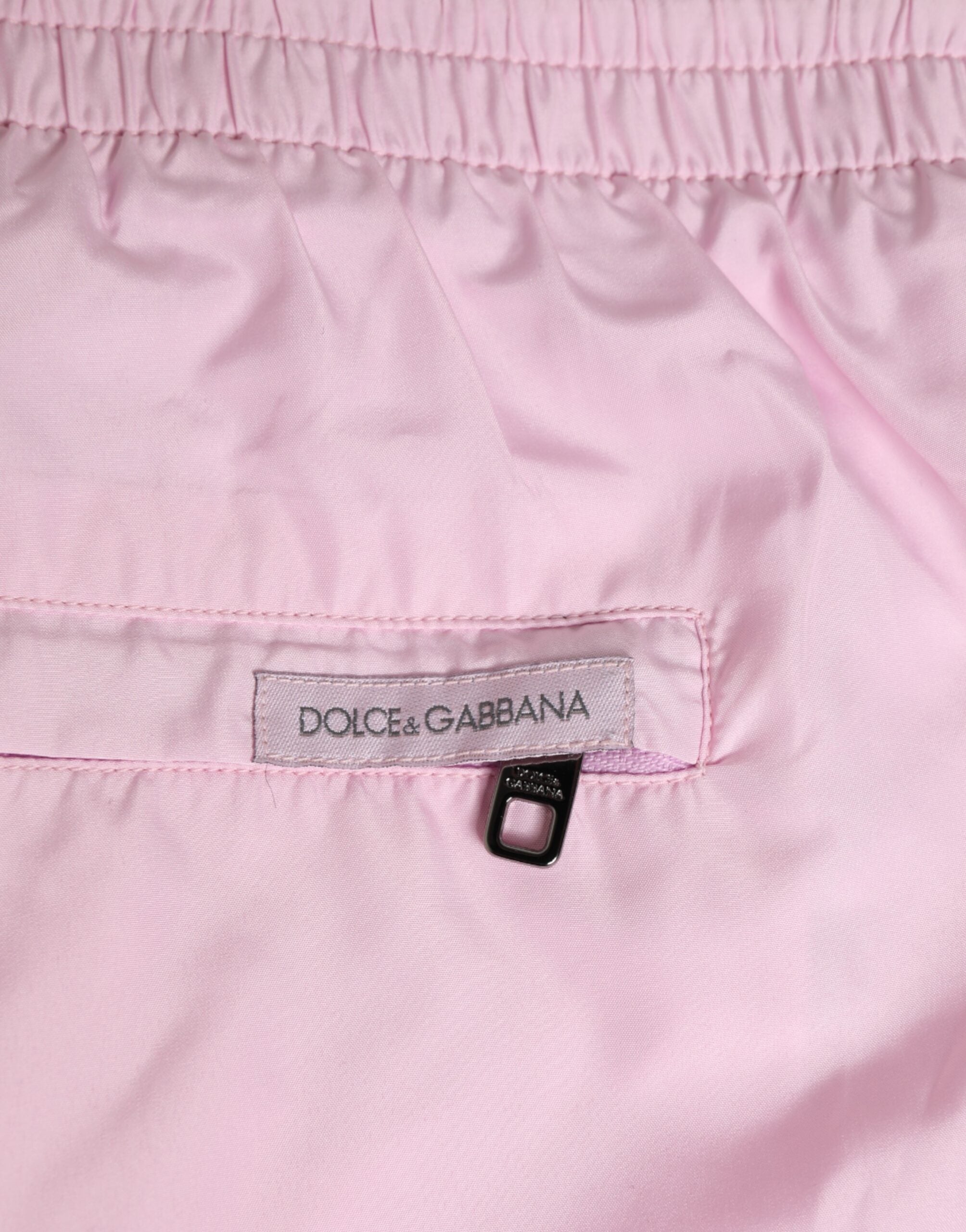 Dolce & Gabbana Pink Nylon Logo Side Stripe Beachwear Men's Swimwear-6