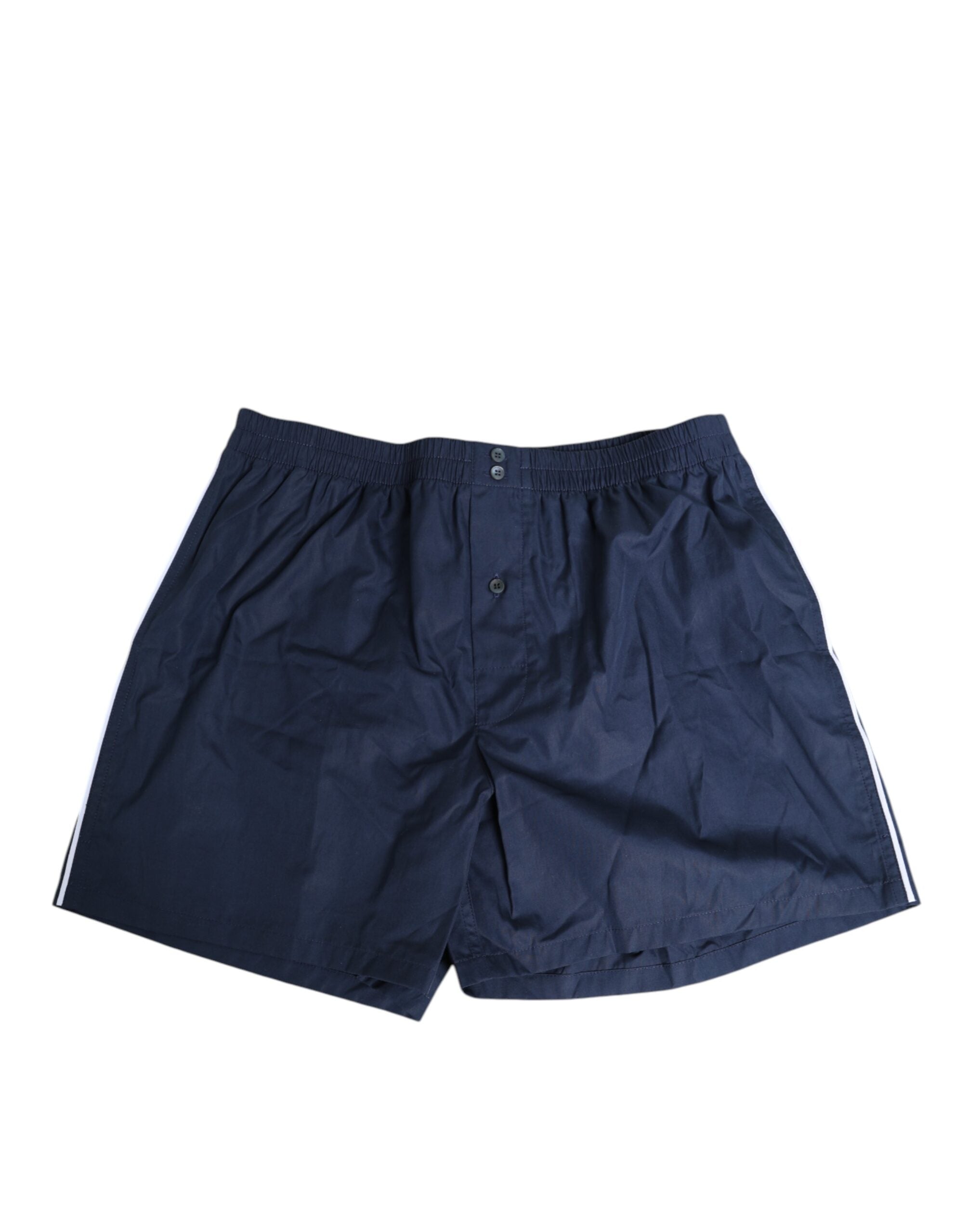 Dolce & Gabbana navy blue cotton swimwear with elasticated waistband and button.-2