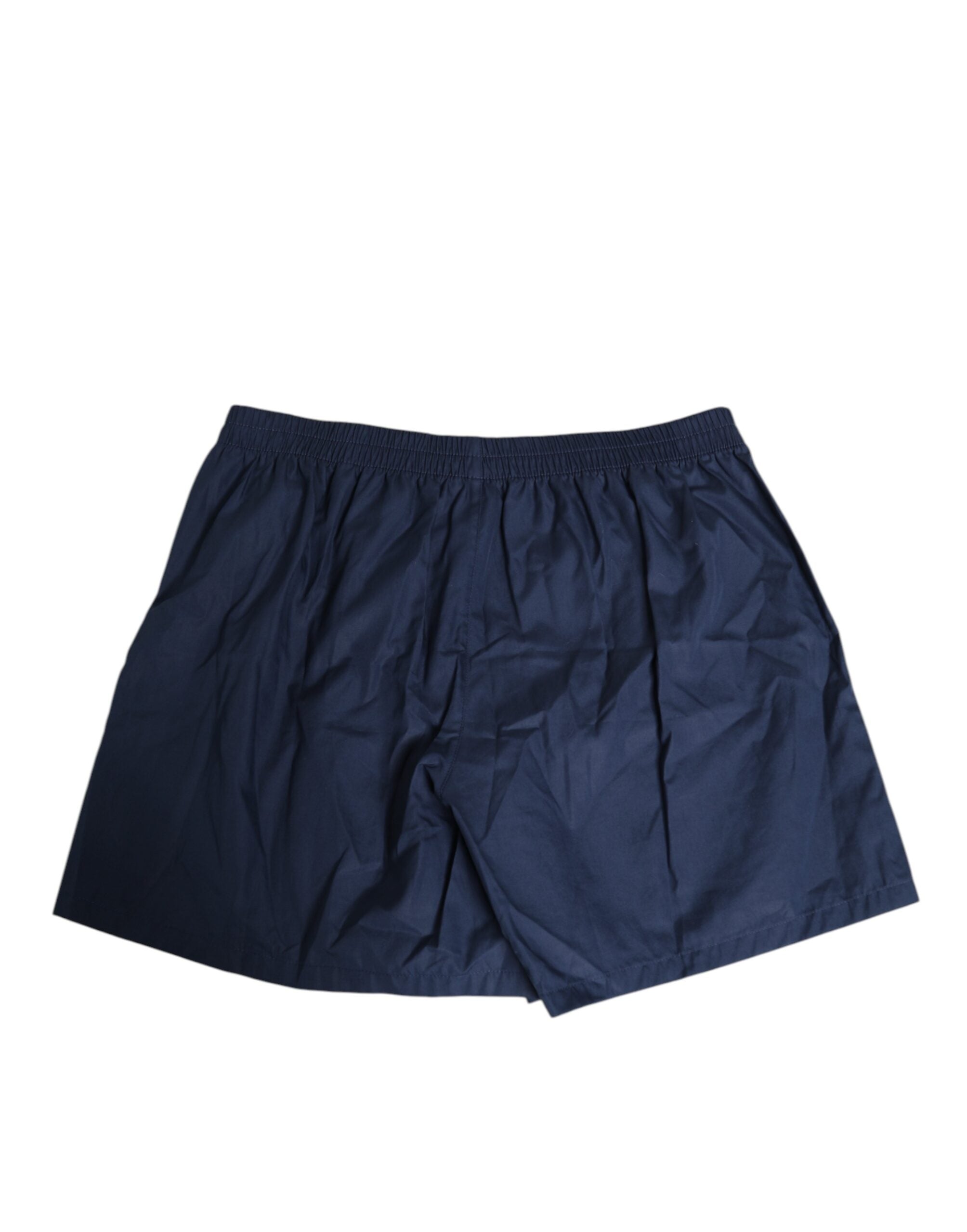 Dolce & Gabbana navy blue cotton swimwear with elasticated waistband and button.-4