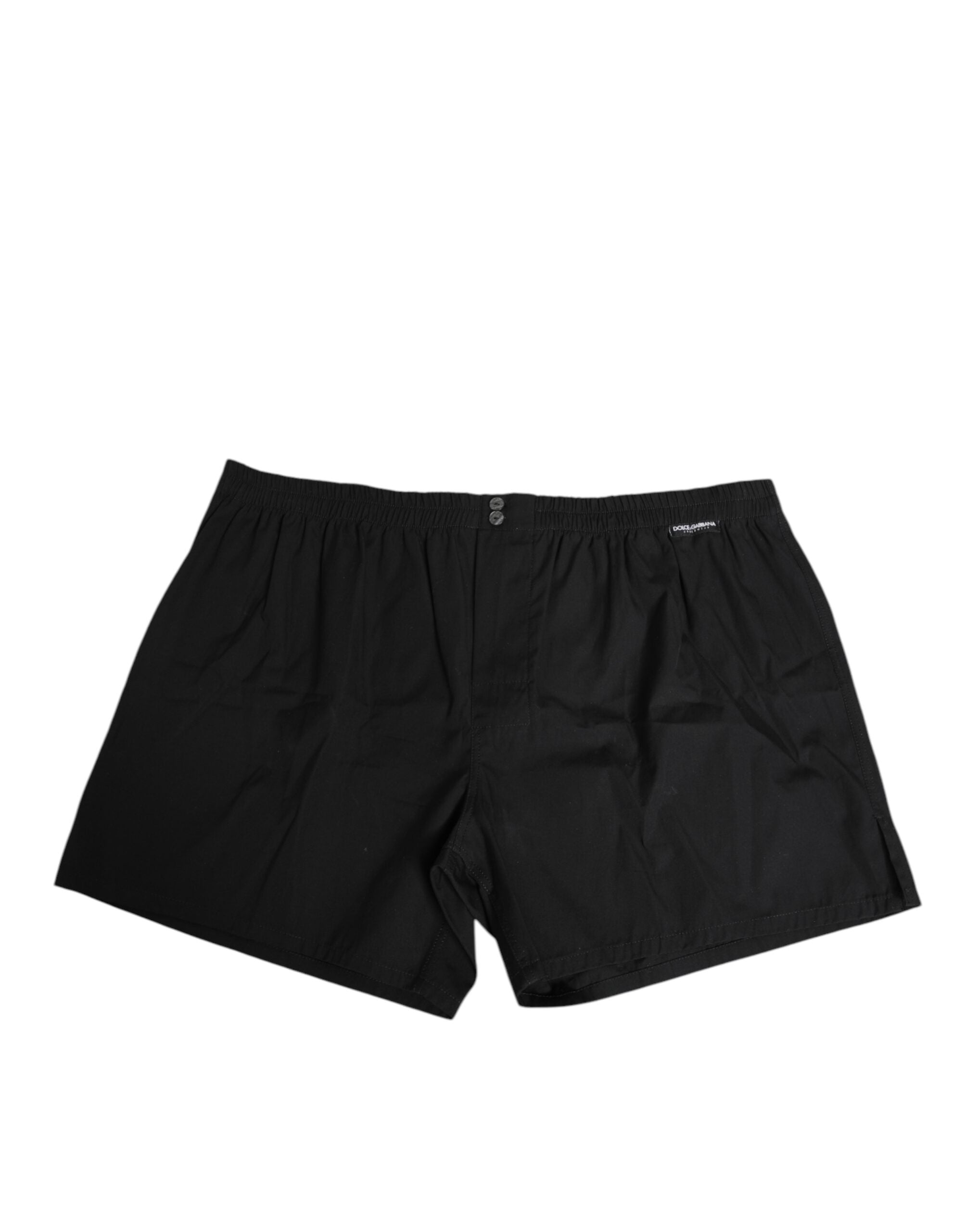 Dolce & Gabbana Schwarze Baumwoll-Badeanzüge mit elastischem Bund und Knopfleiste-1