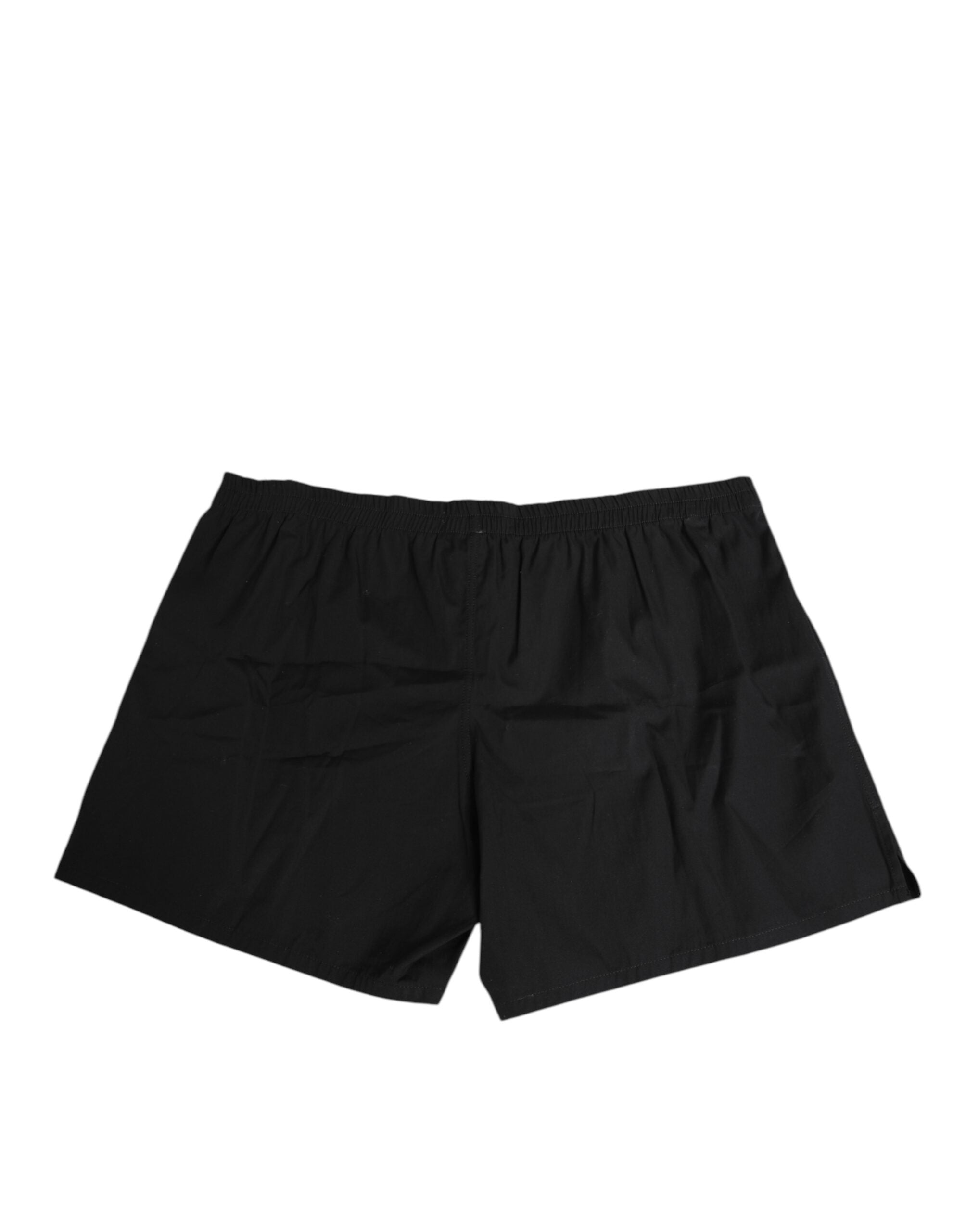 Dolce & Gabbana Schwarze Baumwoll-Badeanzüge mit elastischem Bund und Knopfleiste-4