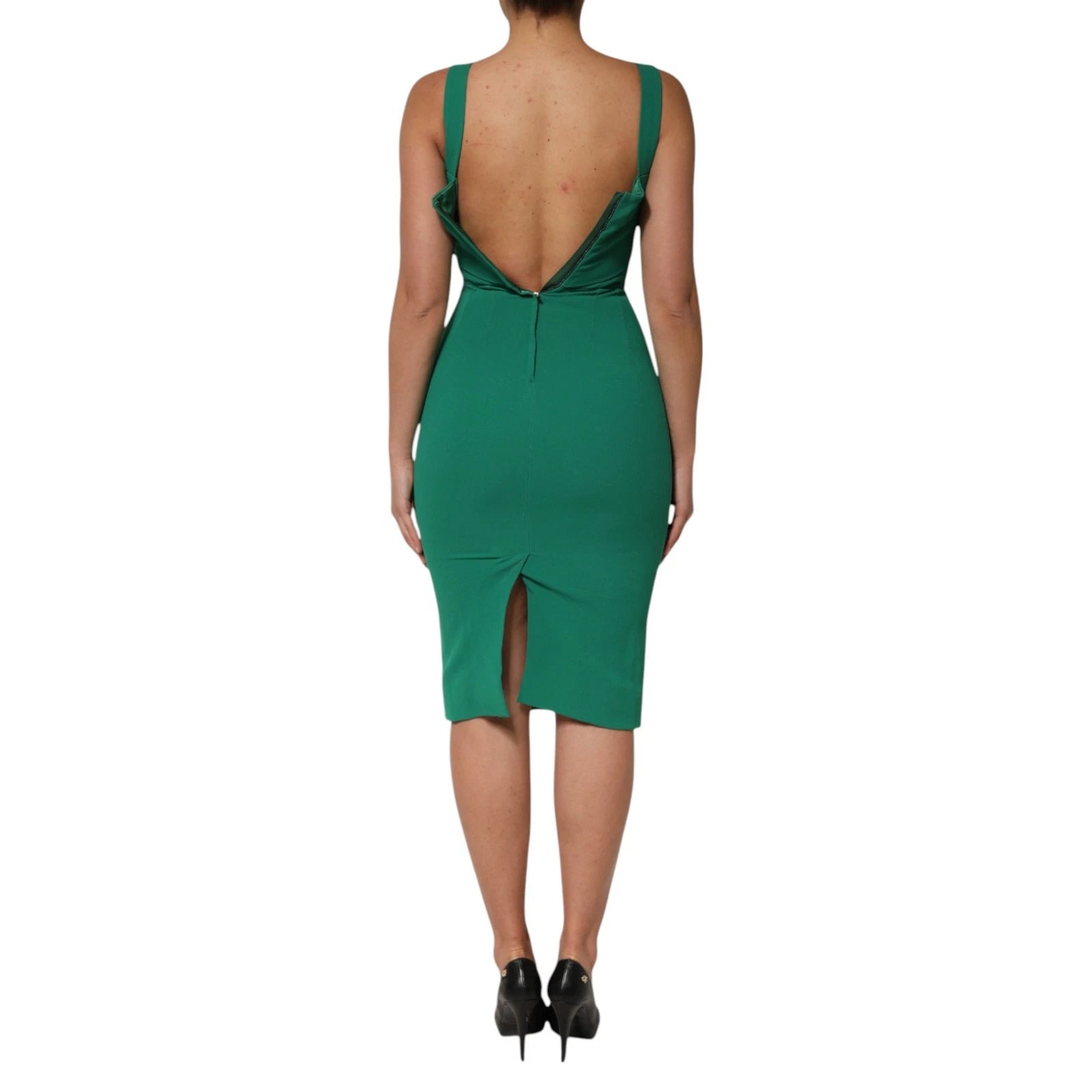 Dolce & Gabbana dark green sleeveless bodycon dress in rayon-4