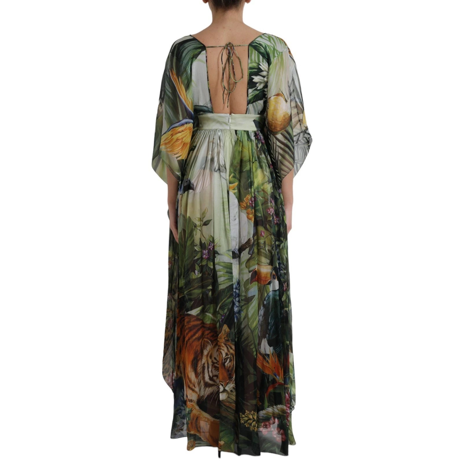 Dolce & Gabbana Multicolor Silk Jungle Print Women's Maxi Dress-4