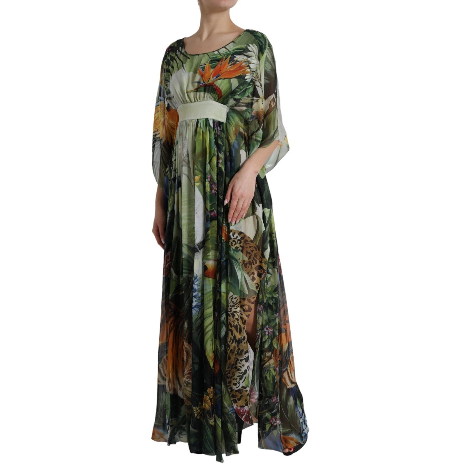 Dolce & Gabbana Multicolor Silk Jungle Print Women's Maxi Dress-3