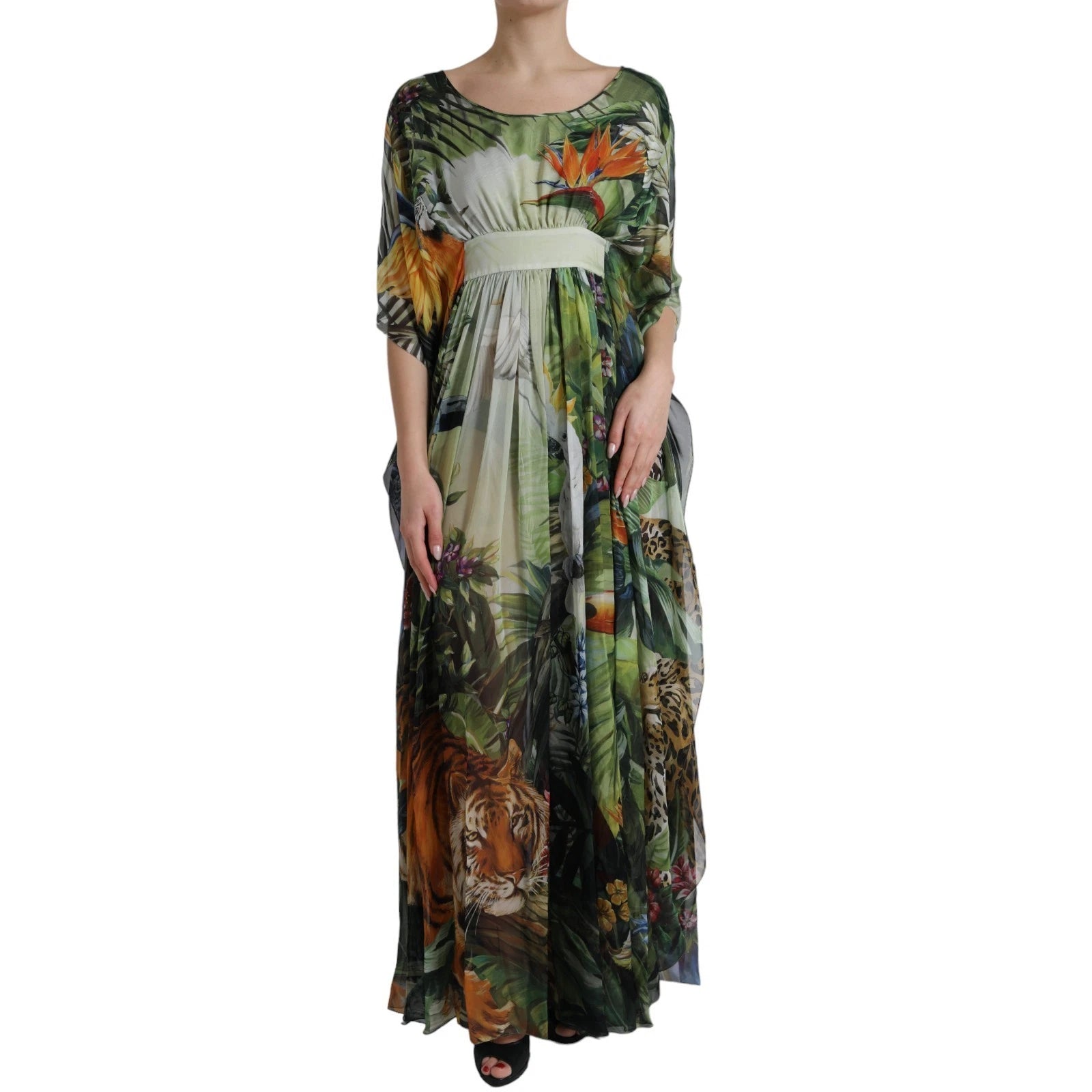 Dolce & Gabbana Multicolor Silk Jungle Print Women's Maxi Dress-1