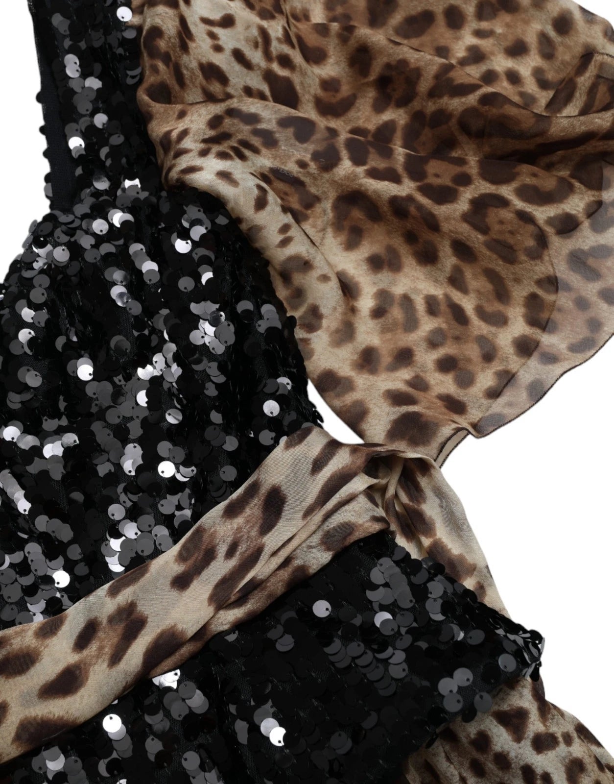 Dolce & Gabbana Leopardenmuster Seidenpailletten-Rüschen-Maxikleid-8