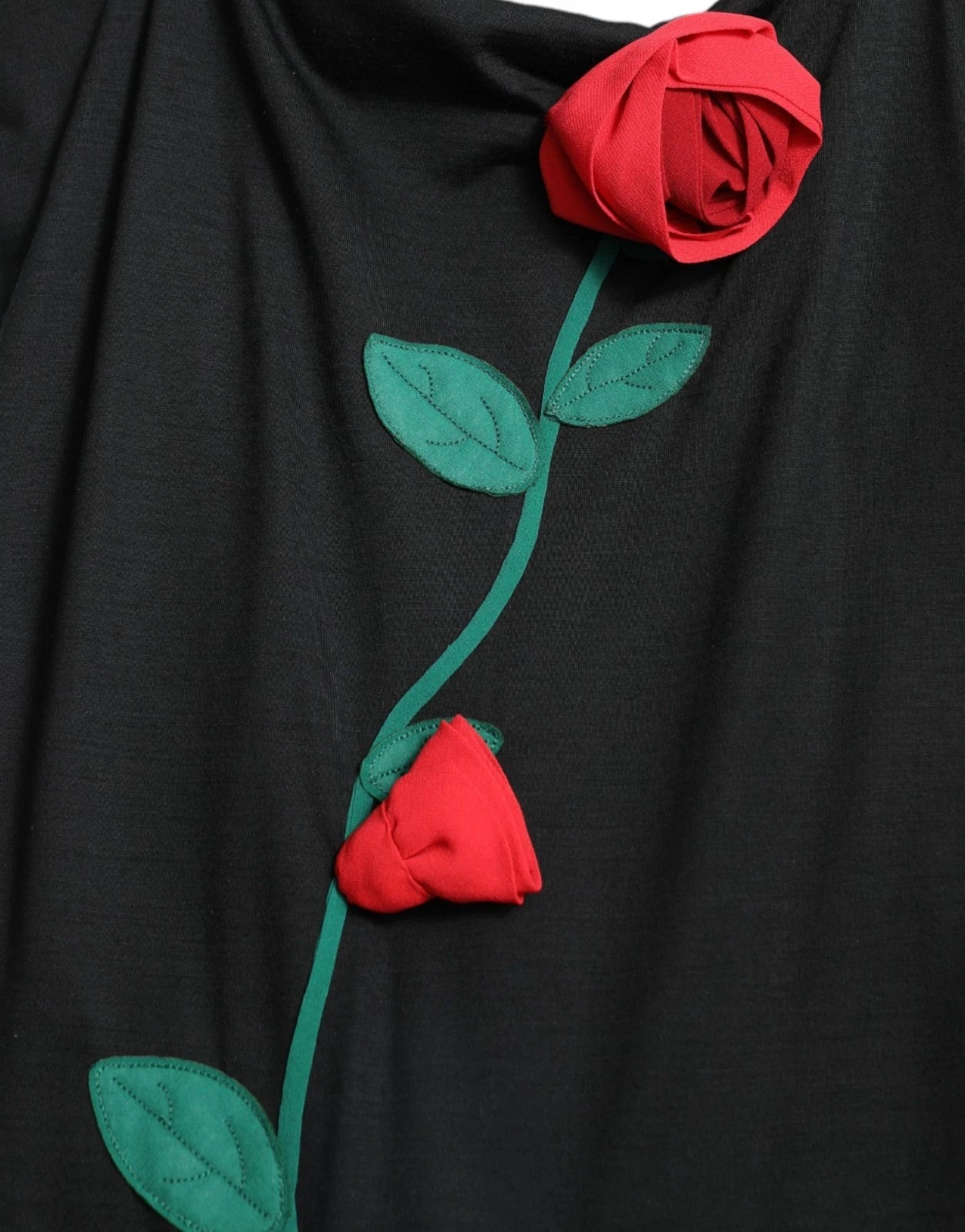 Dolce & Gabbana black sleeveless dress with rose appliqués in wool-7