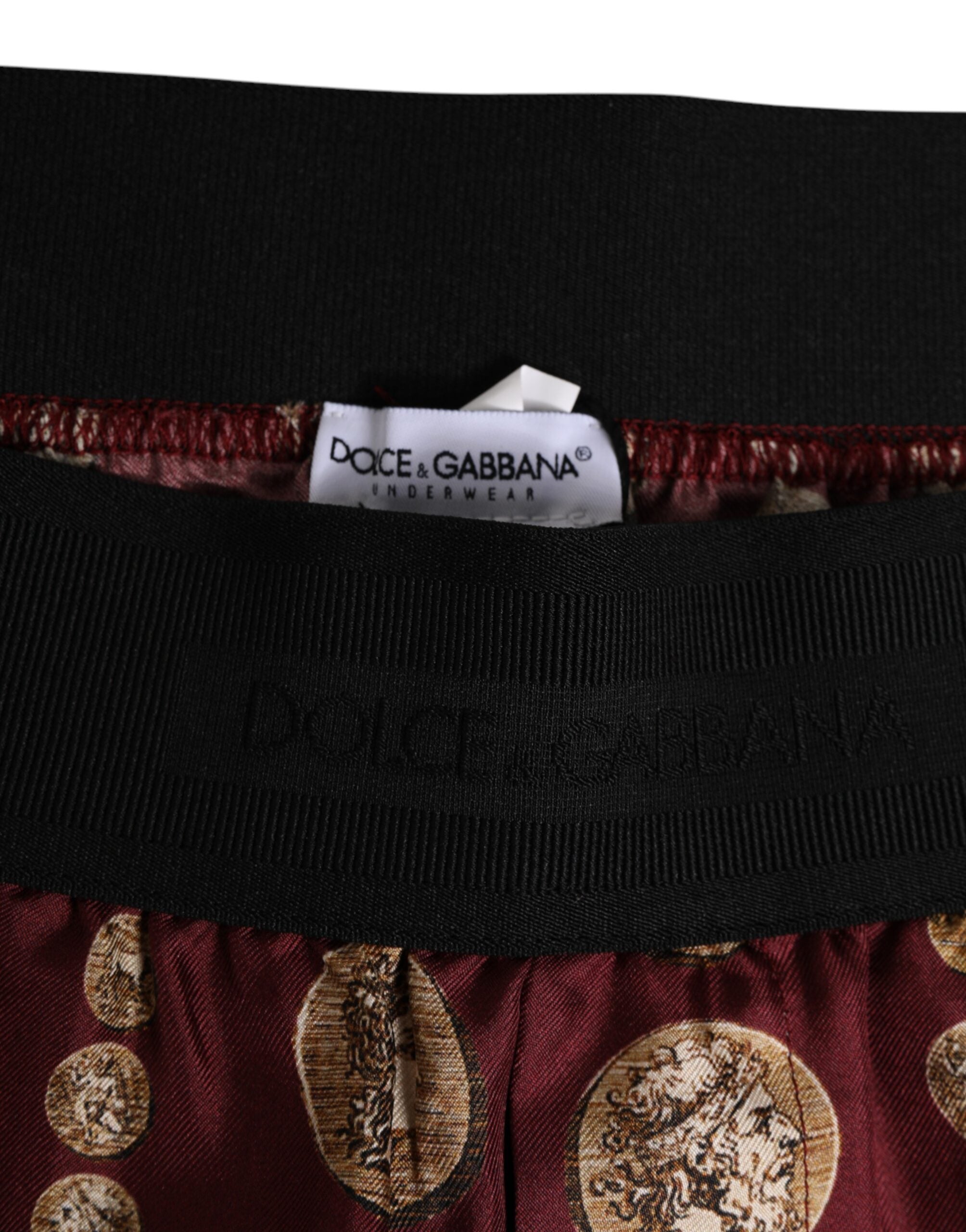 Dolce & Gabbana Burgundy Silk Coin Print Männer Boxer Short Bademode-3