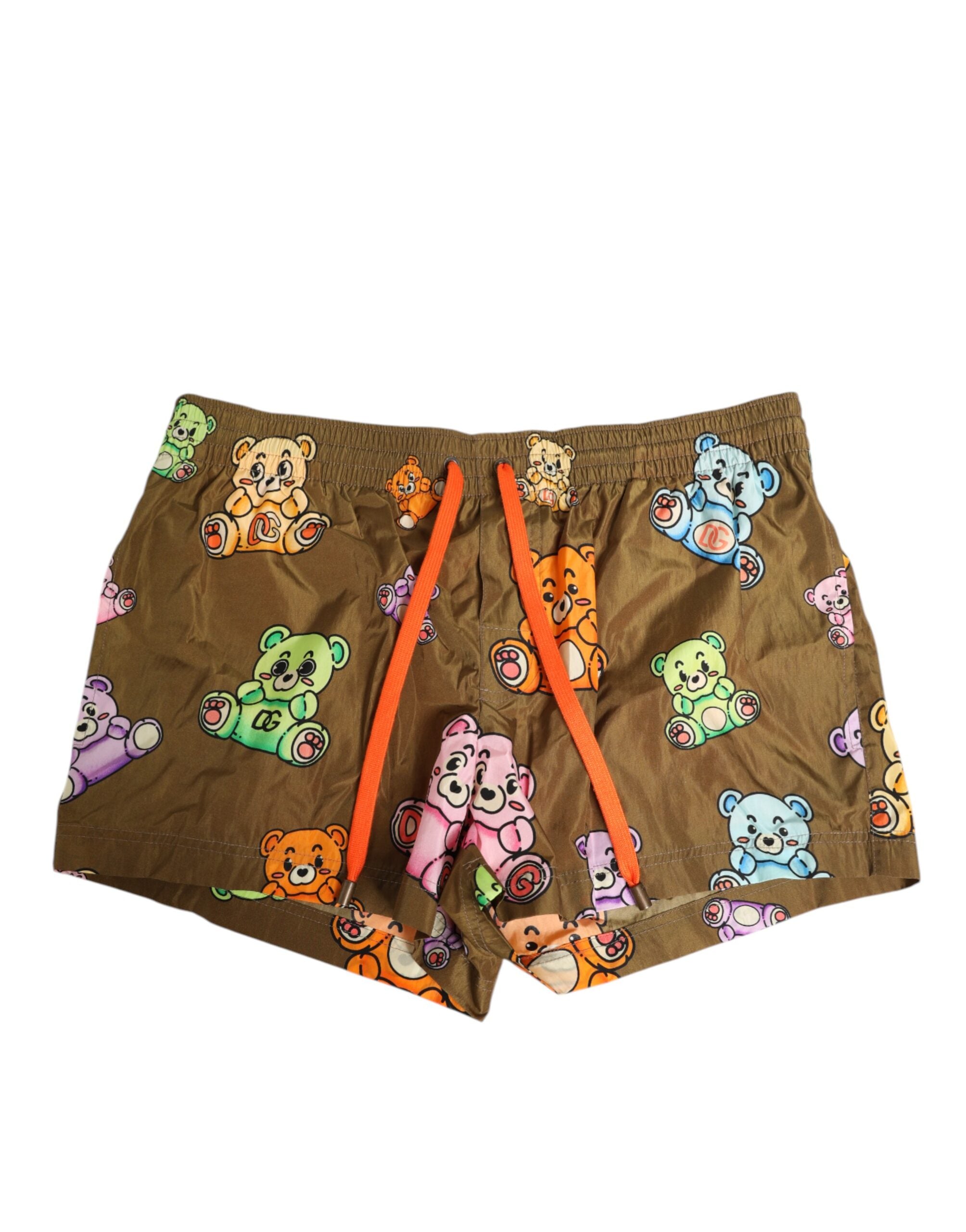 Dolce & Gabbana Brown Multicolor Teddy Bear Men's Shorts Swimwear-2