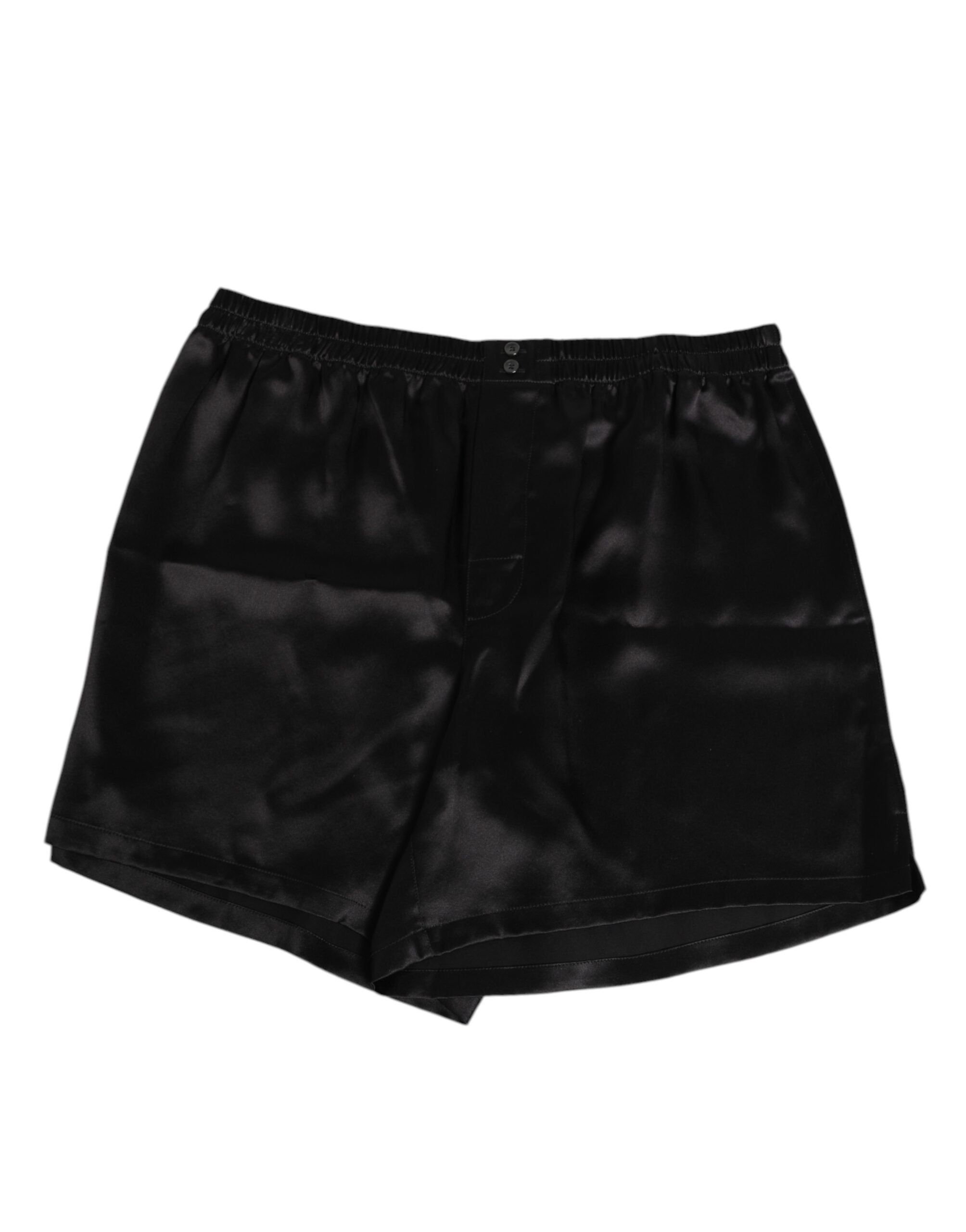 Dolce & Gabbana Schwarze Seide Satin Elastische Herren Boxer Short Badehose-2