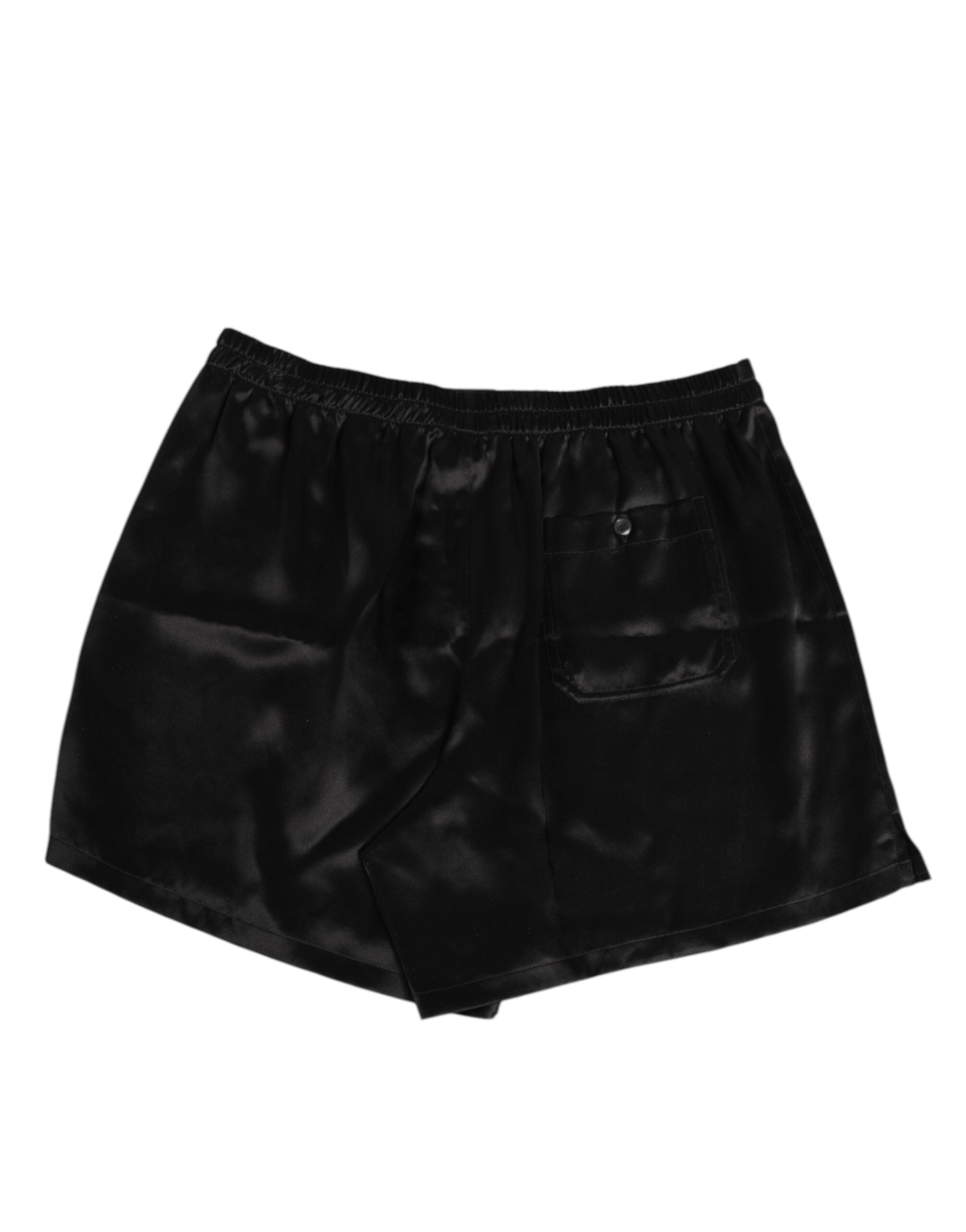 Dolce & Gabbana Schwarze Seide Satin Elastische Herren Boxer Short Badehose-4