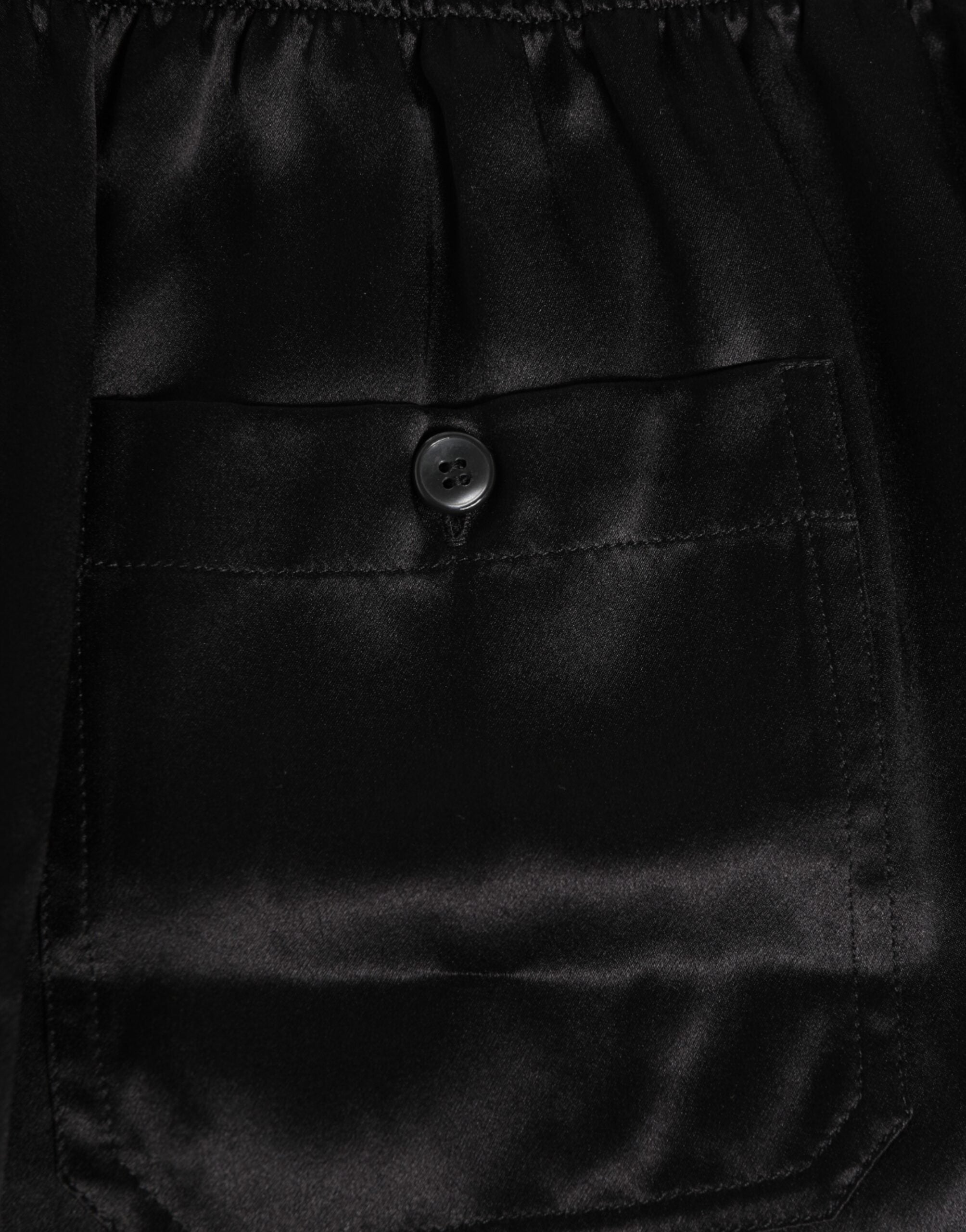 Dolce & Gabbana Schwarze Seide Satin Elastische Herren Boxer Short Badehose-5
