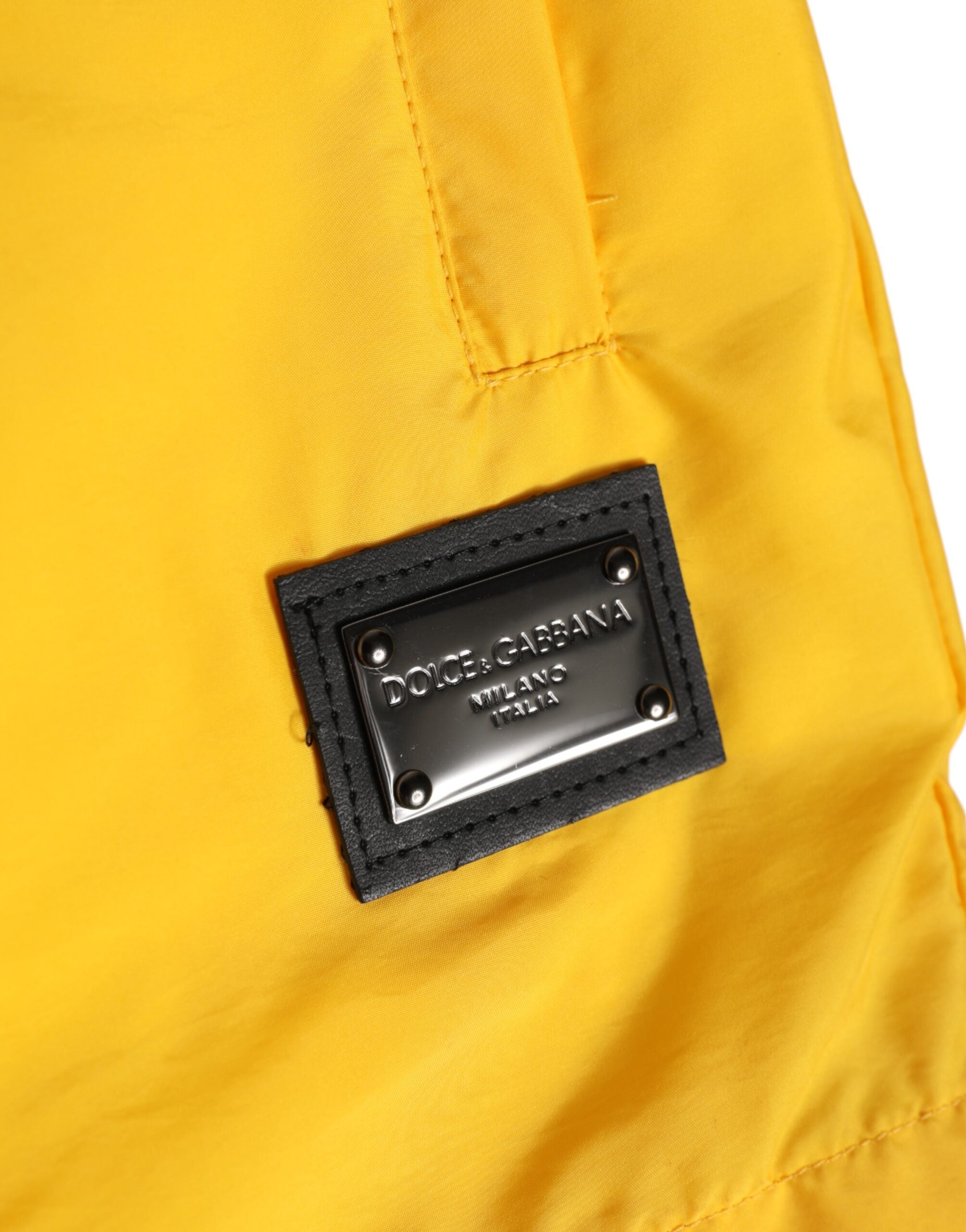 Dolce & Gabbana Yellow Nylon Logo Plaque Boxer Shorts Swim Trunks-3