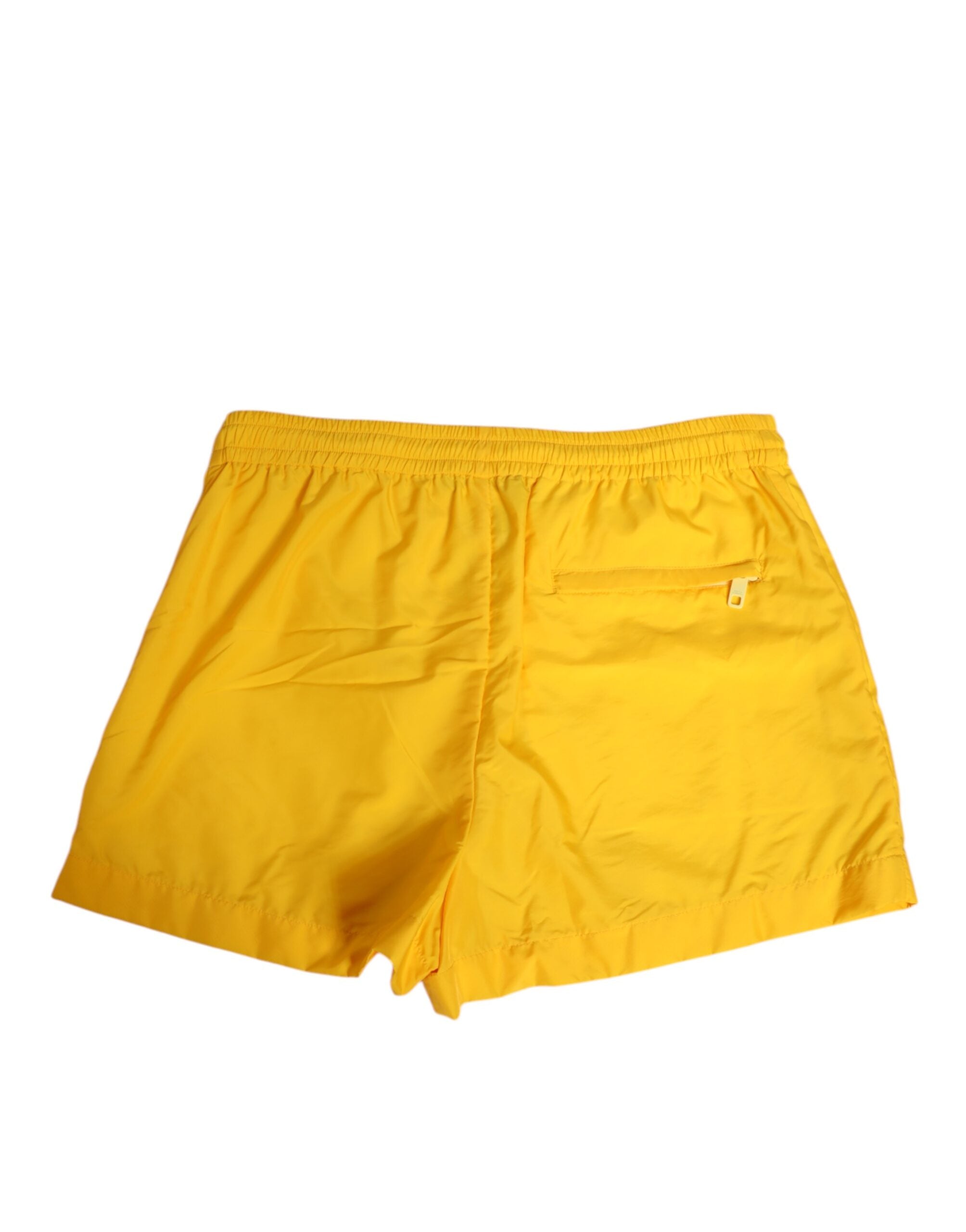 Dolce & Gabbana Yellow Nylon Logo Plaque Boxer Shorts Swim Trunks-5