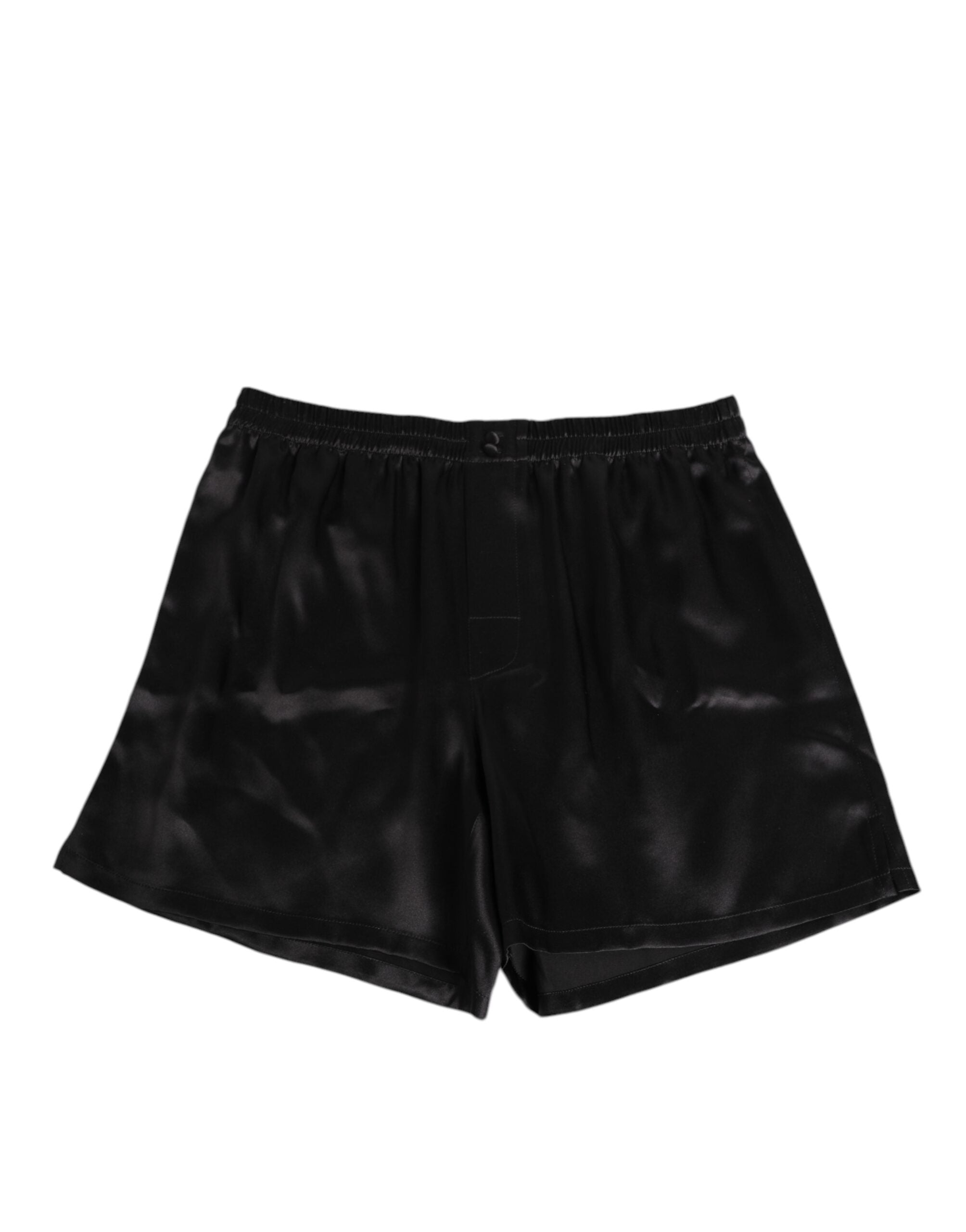 Dolce & Gabbana Schwarze Seide Satin Elastische Herren Boxer Short Badehose-2