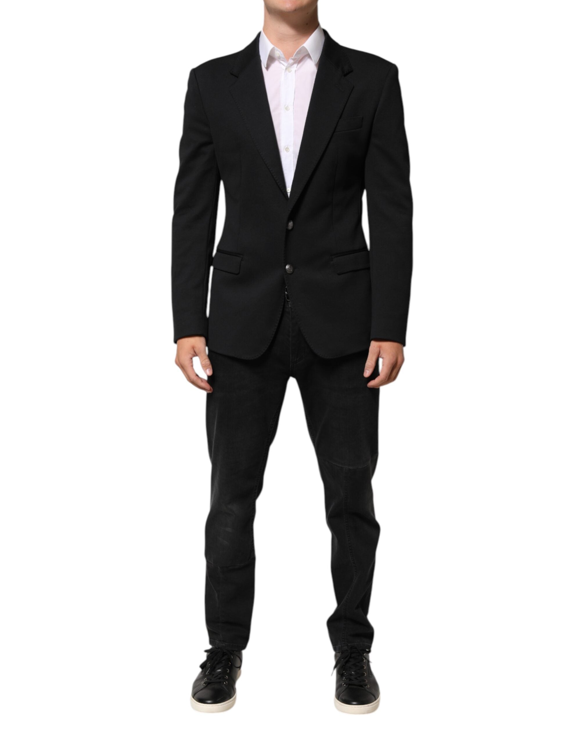 Dolce & Gabbana Dark Blue Cotton Men's Jacket Coat Blazer Suit-2