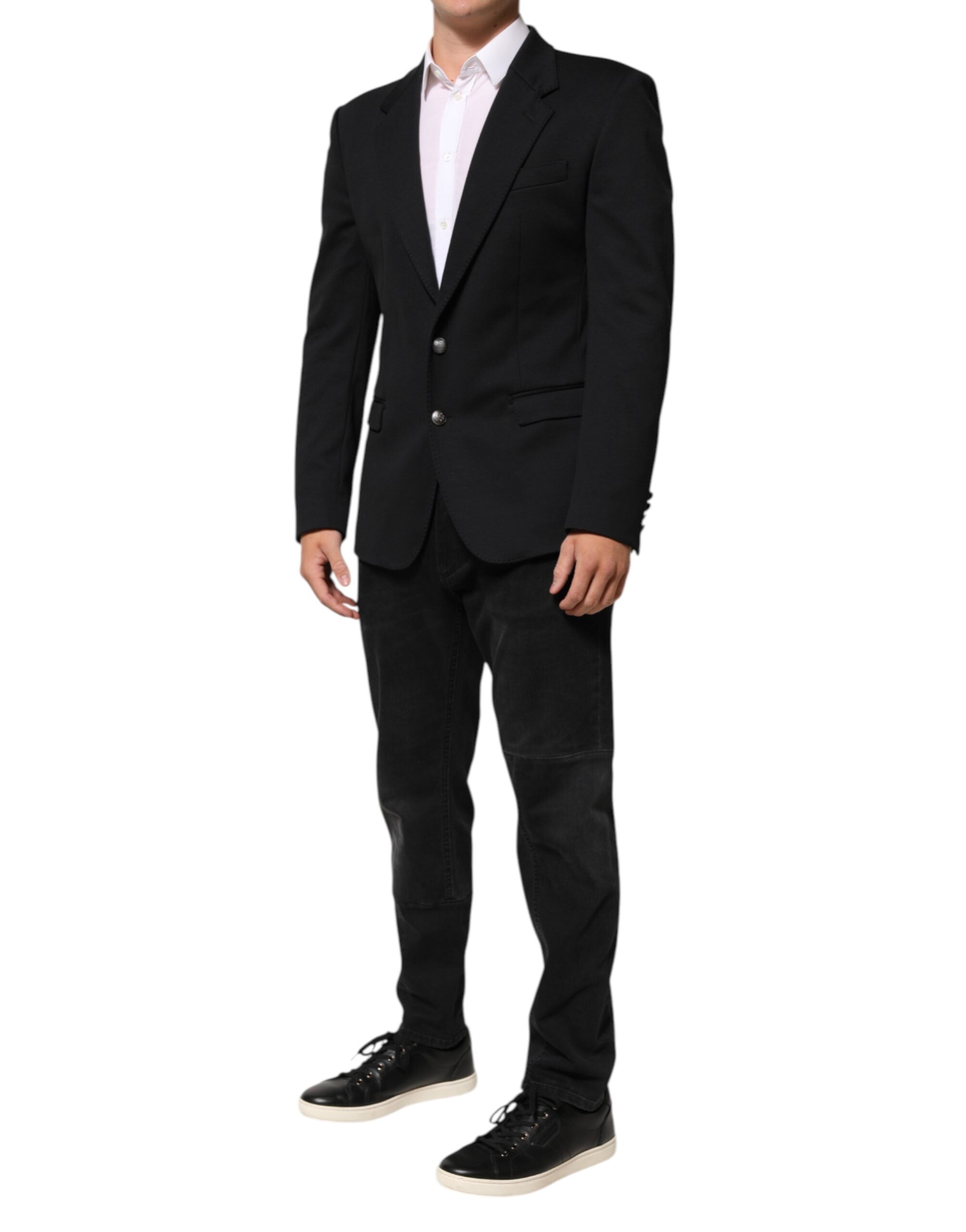 Dolce & Gabbana Dark Blue Cotton Men's Jacket Coat Blazer Suit-3