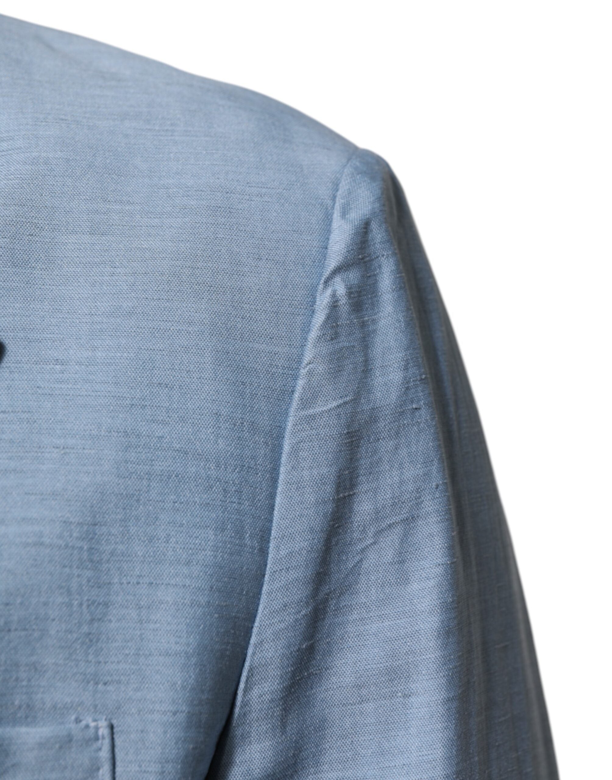 Dolce & Gabbana Light Blue Linen Double-Breasted Men's Jacket Blazer-6