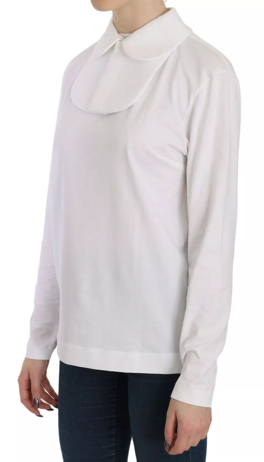 Dolce & Gabbana Weiße langärmelige Bluse mit Kragen aus Baumwolle-2