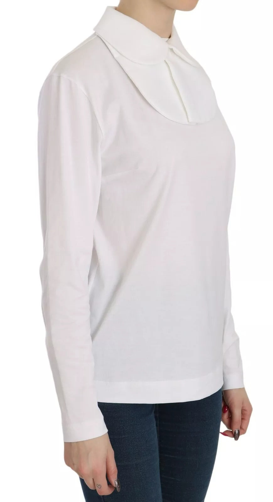 Dolce & Gabbana Weiße langärmelige Bluse mit Kragen aus Baumwolle-3