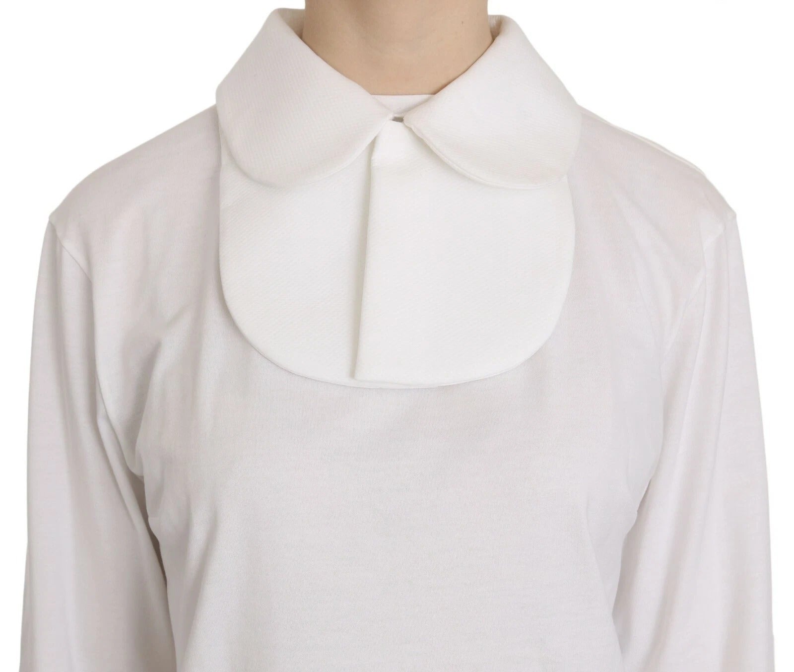 Dolce & Gabbana Weiße langärmelige Bluse mit Kragen aus Baumwolle-4