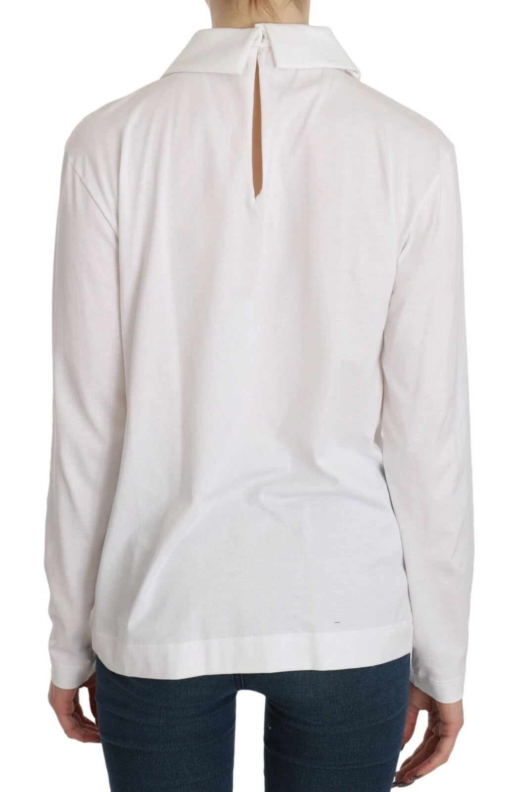 Dolce & Gabbana Weiße langärmelige Bluse mit Kragen aus Baumwolle-5