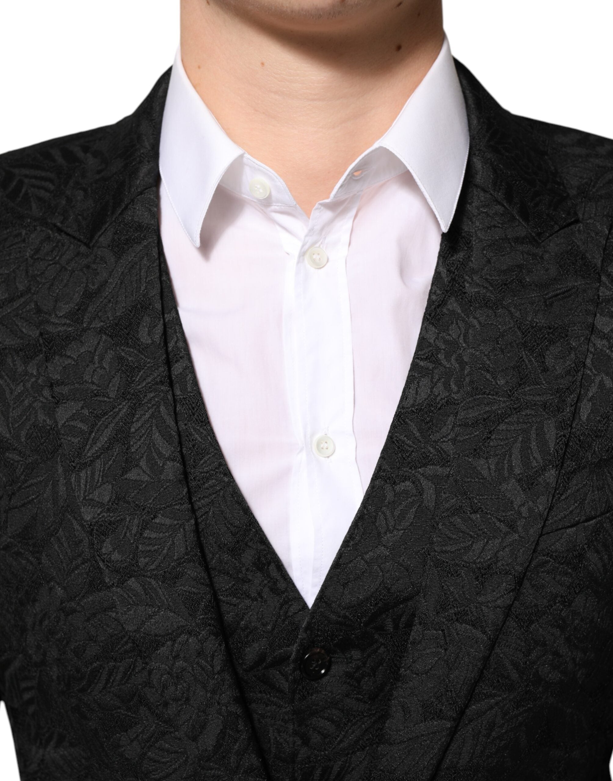 Dolce & Gabbana Schwarzer 3-teiliger Brokat-Jacquard-Anzug MARTINI-5