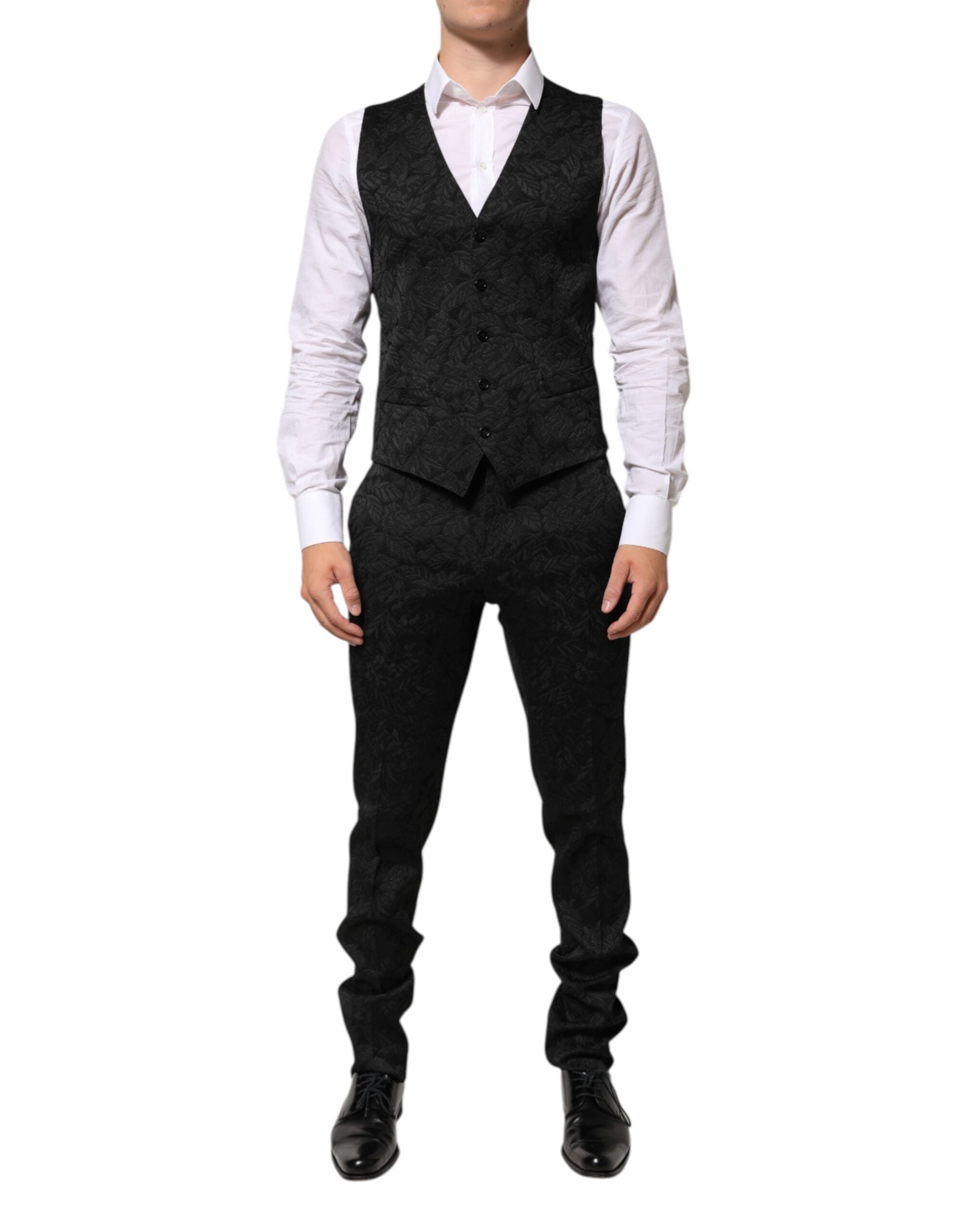 Dolce & Gabbana Schwarzer 3-teiliger Brokat-Jacquard-Anzug MARTINI-7