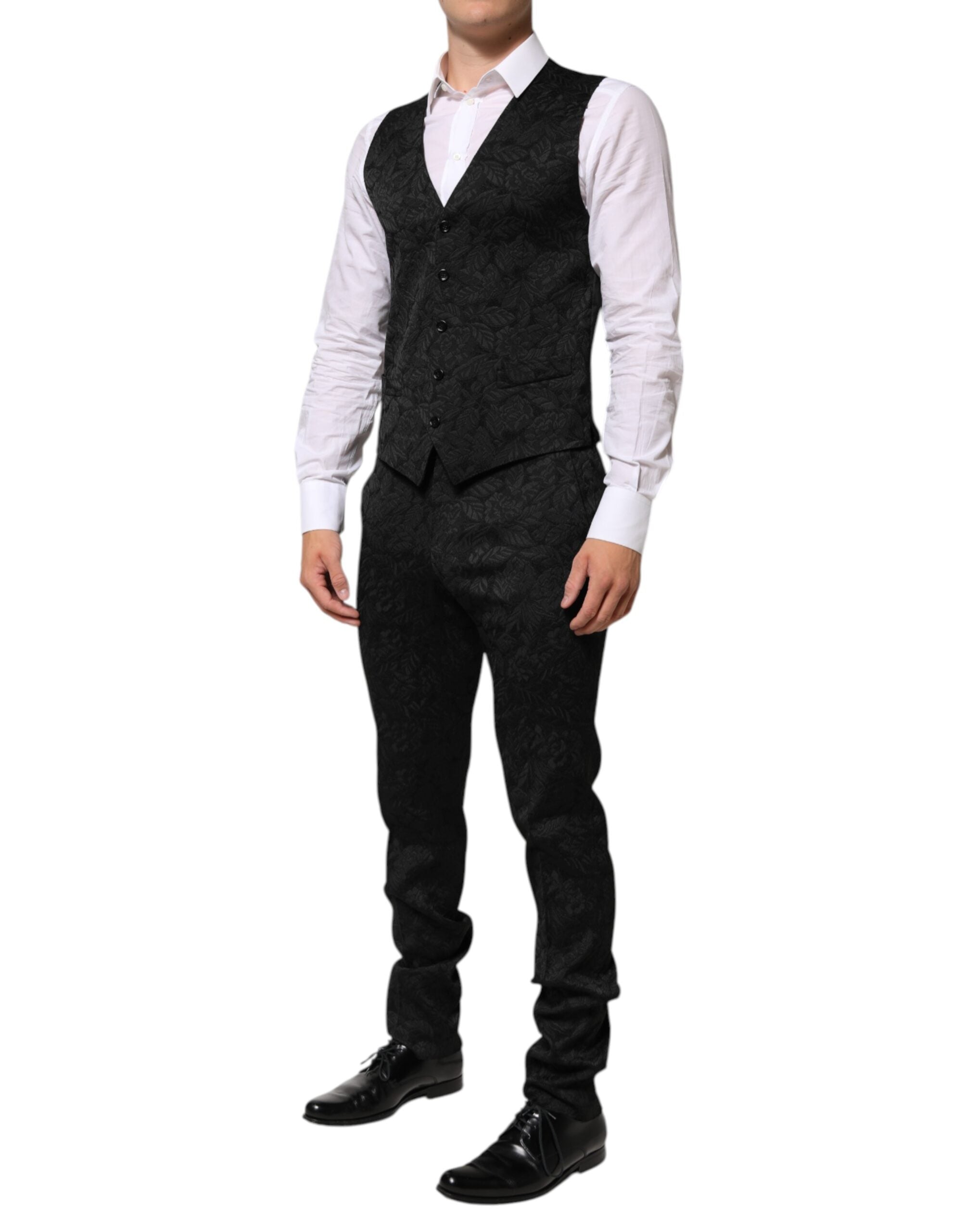 Dolce & Gabbana Schwarzer 3-teiliger Brokat-Jacquard-Anzug MARTINI-8