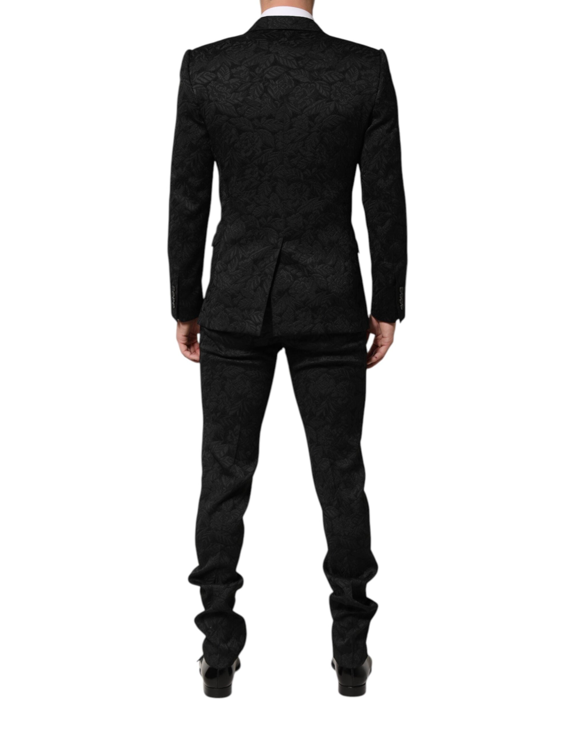 Dolce & Gabbana Schwarzer 3-teiliger Brokat-Jacquard-Anzug MARTINI-4