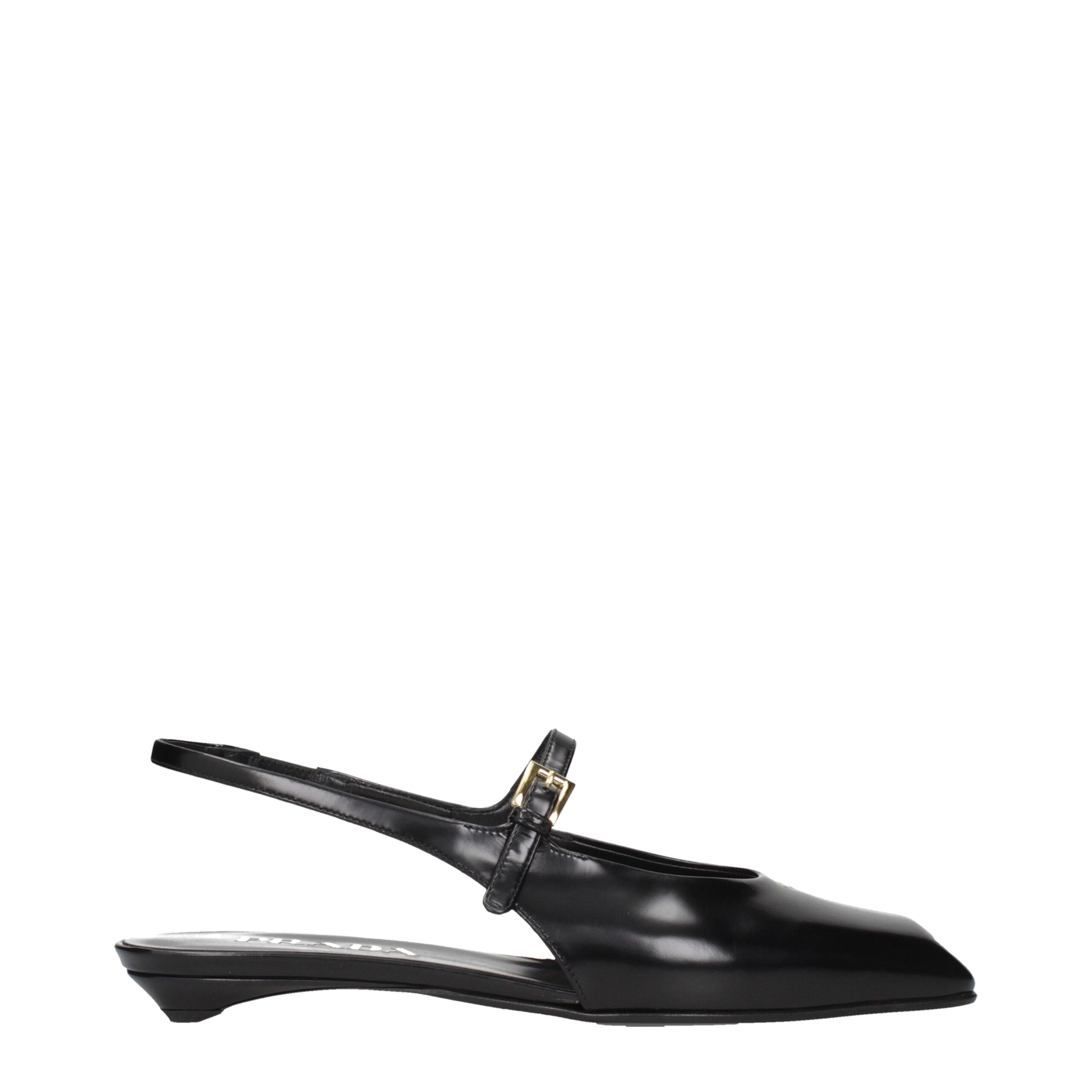 Prada Schwarze flache Sandalen aus Leder-1