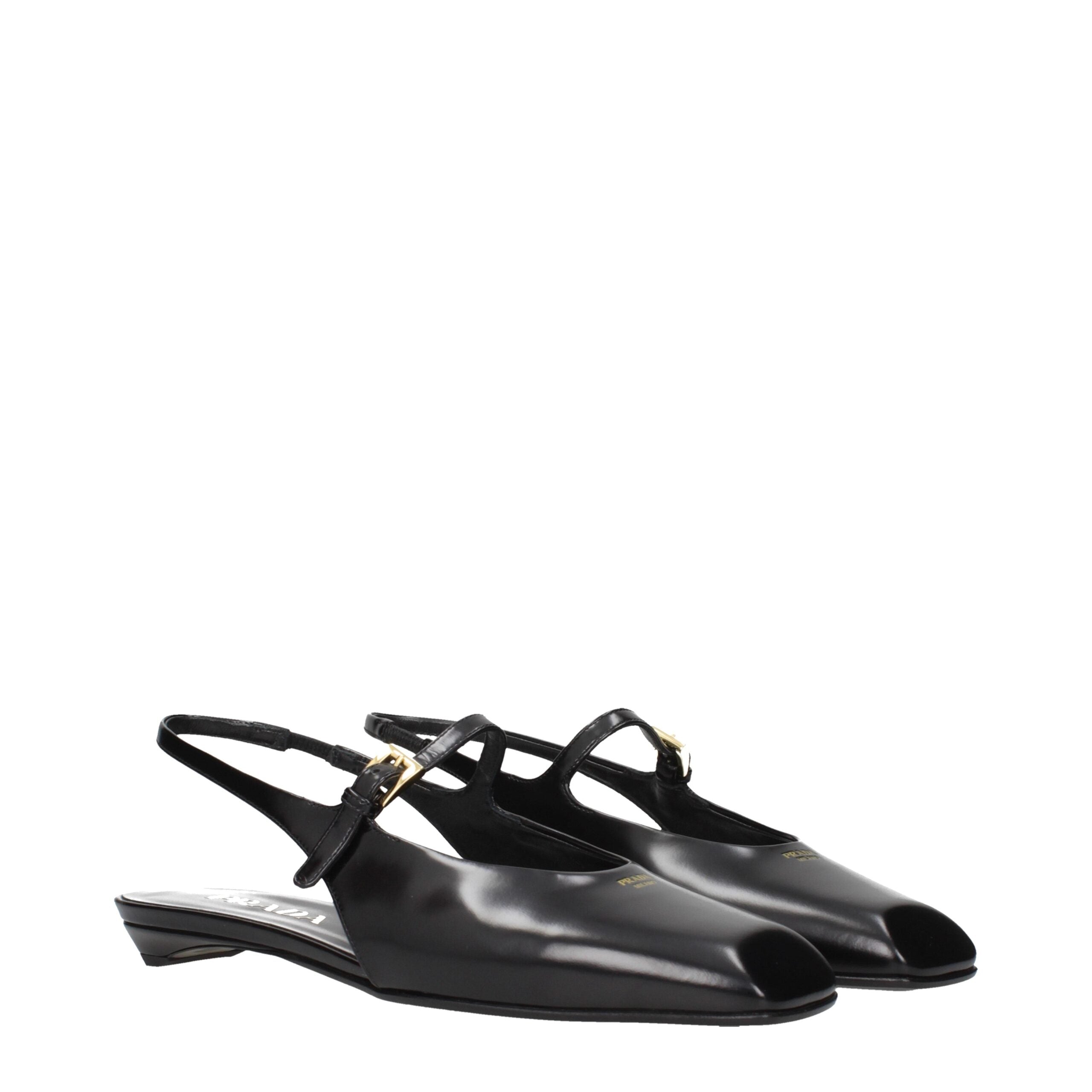 Prada Schwarze flache Sandalen aus Leder-2