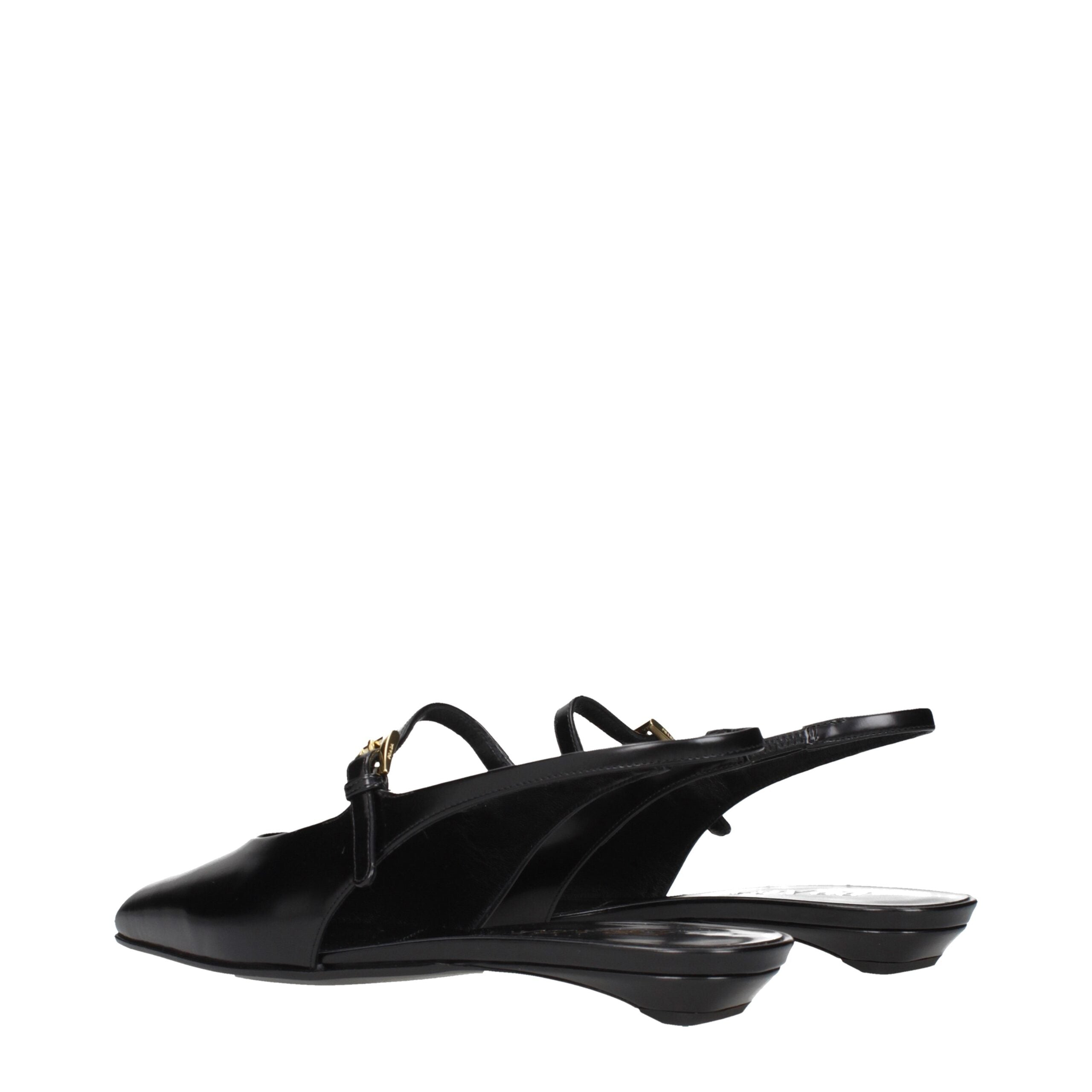 Prada Schwarze flache Sandalen aus Leder-4