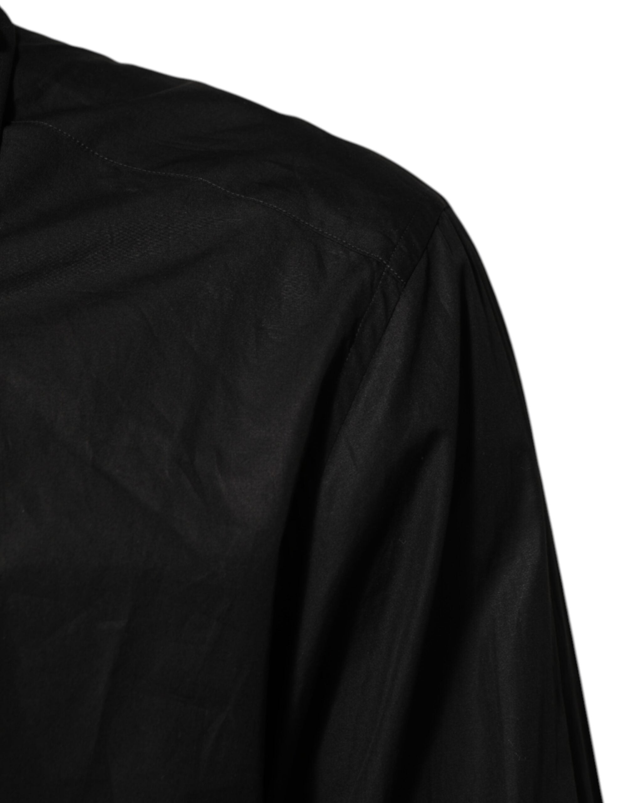 Dolce & Gabbana Black Cotton Shirt with Embellished Collar for Men-6