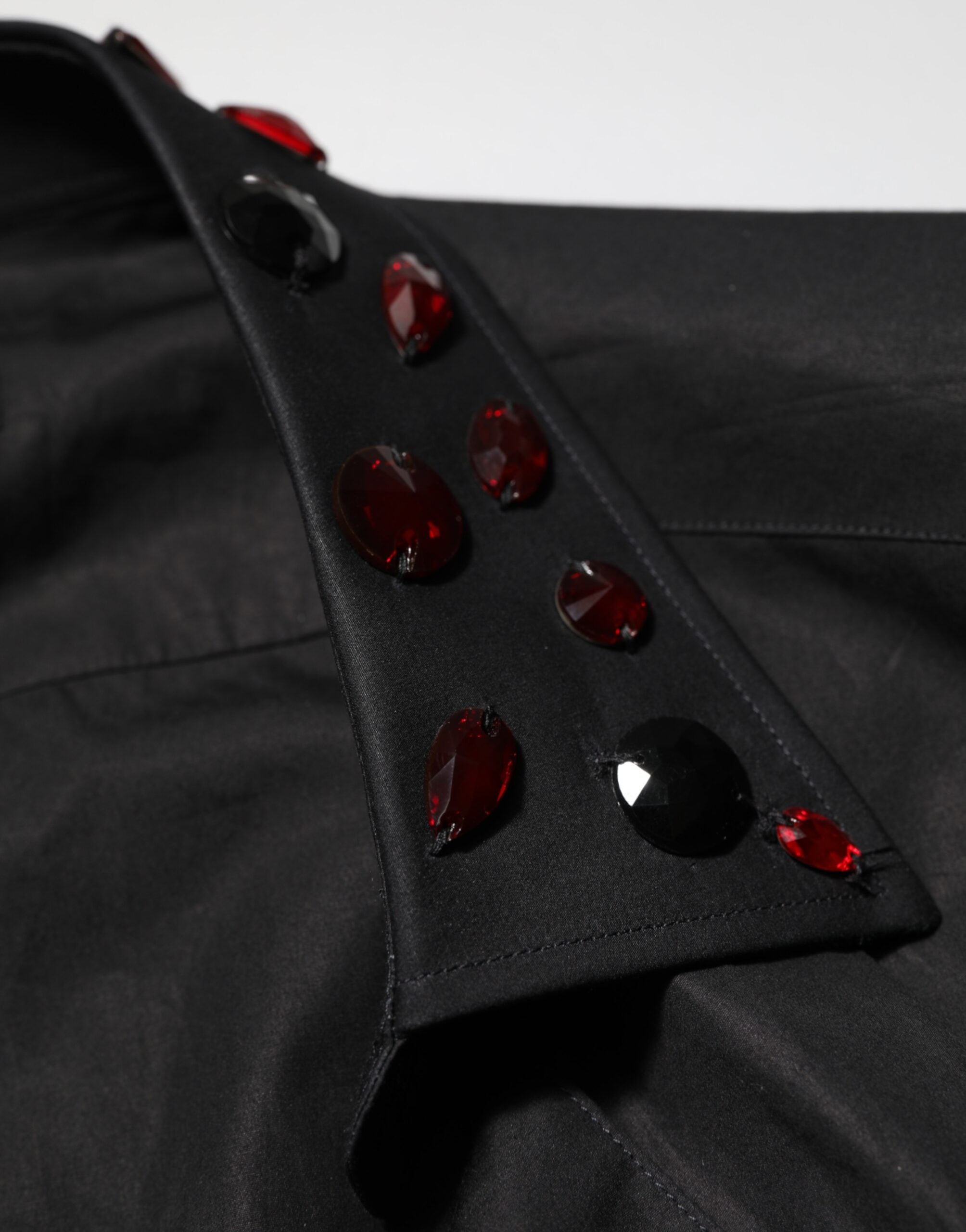 Dolce & Gabbana Black Cotton Shirt with Embellished Collar for Men-8
