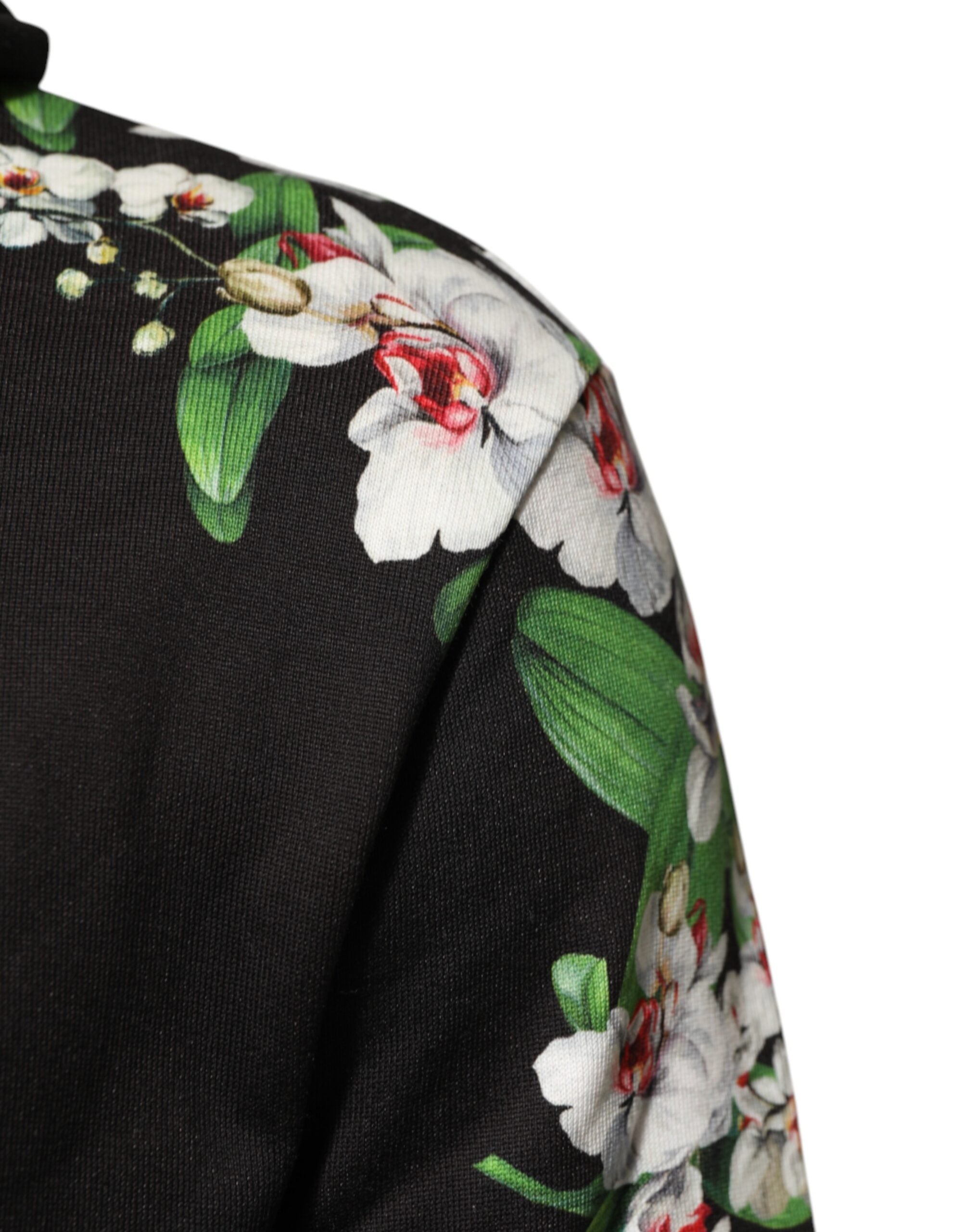 Dolce & Gabbana KING Kapuzenpullover mit Blumenkrone und schwarzer Orchidee-6