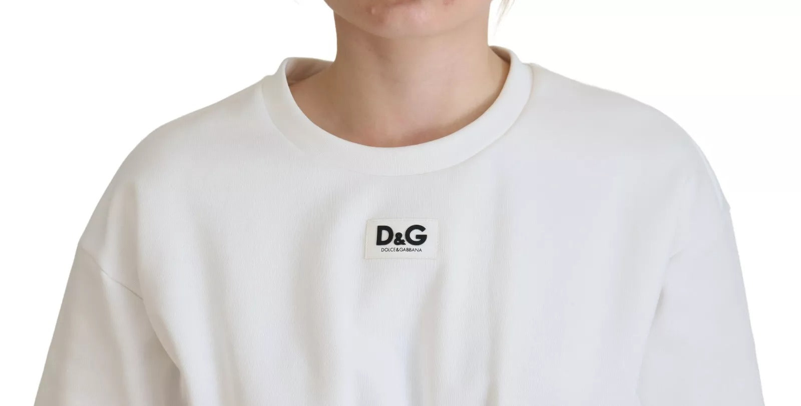 Dolce & Gabbana White Cotton Corset Stretch T-Shirt-4